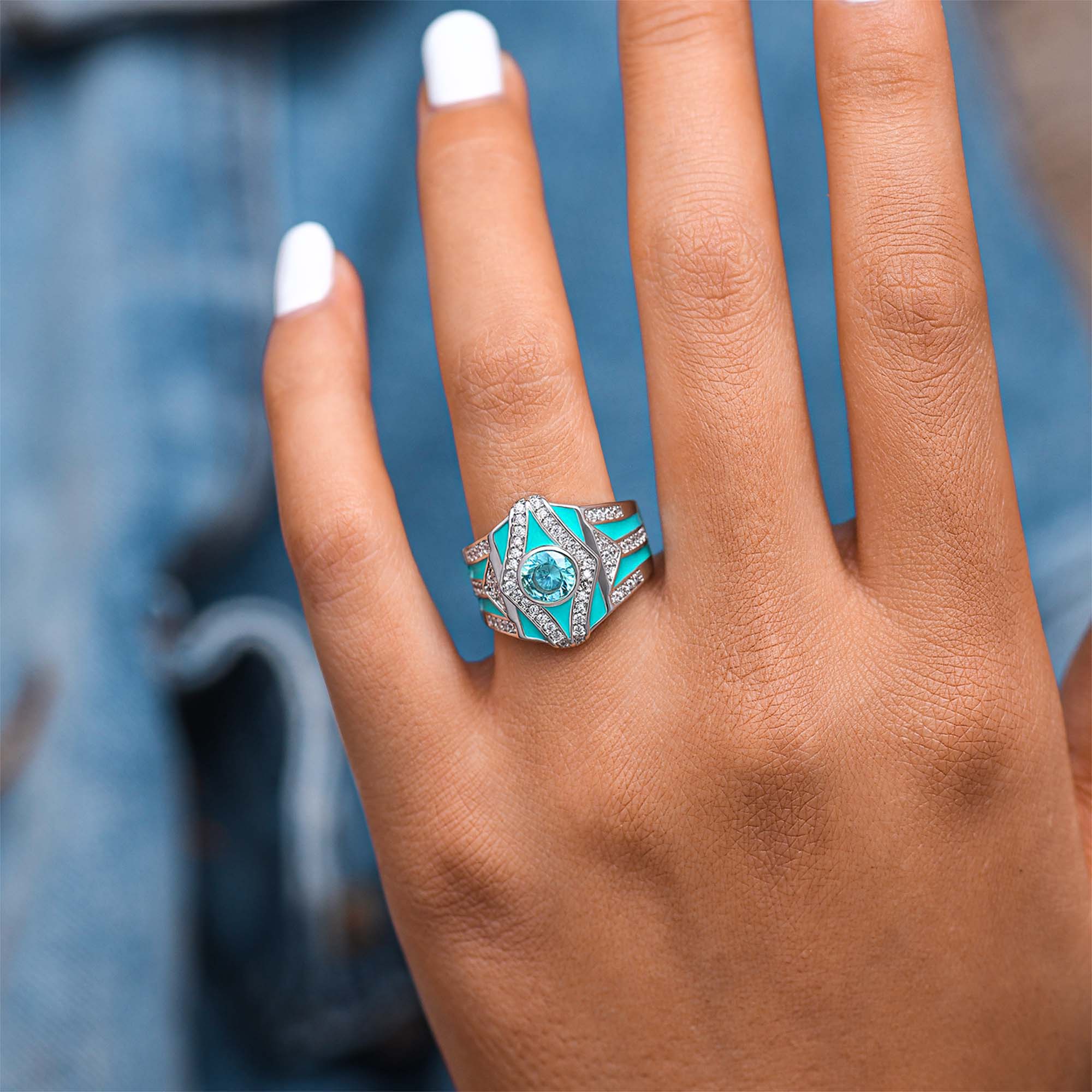 Celestial Canopy Ring - Aquamarine - Serene Western