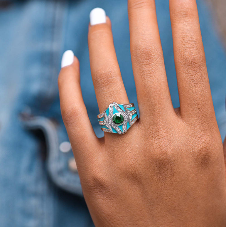 Celestial Canopy Ring - Emerald - Serene Western