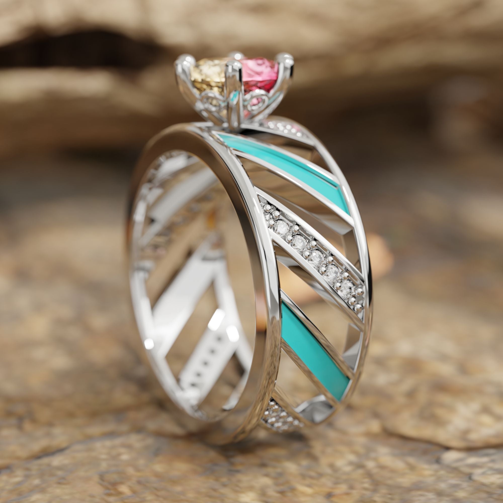 Celestial Cascade Rainbow Ring - Tourmaline - Serene Western