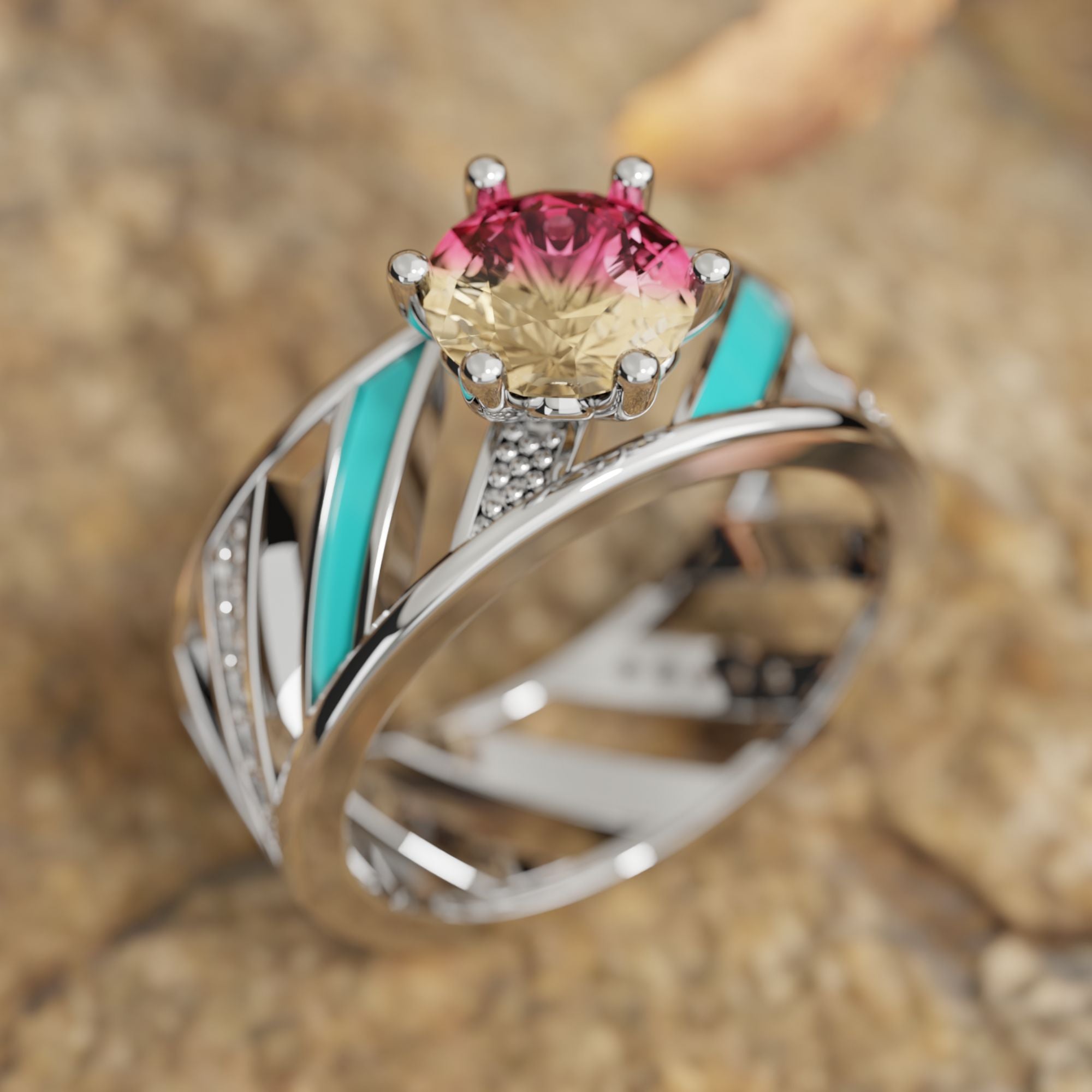 Celestial Cascade Rainbow Ring - Tourmaline - Serene Western