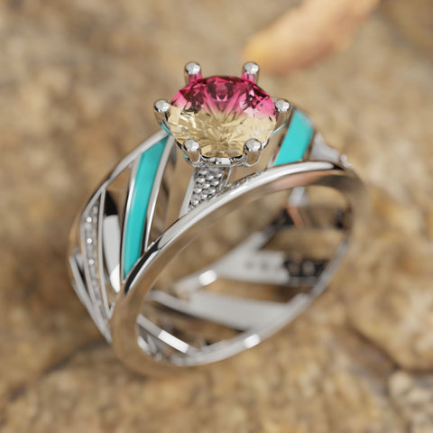 Celestial Cascade Rainbow Ring - Tourmaline