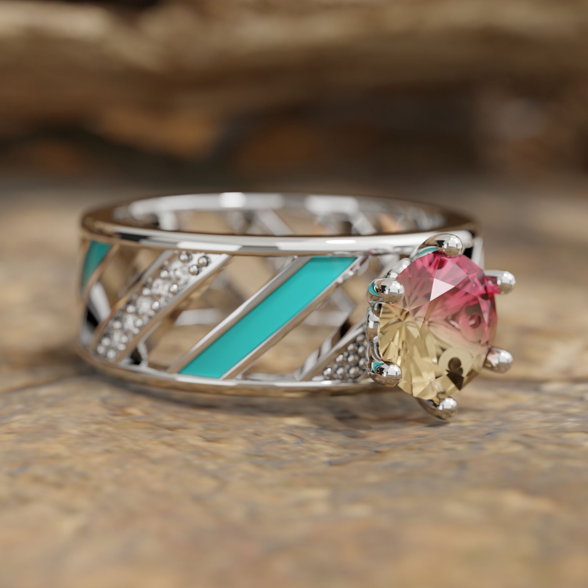 Celestial Cascade Rainbow Ring - Tourmaline - Serene Western