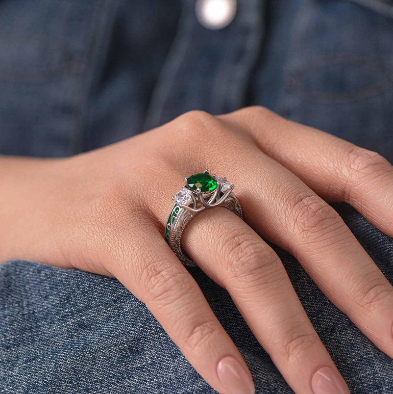 Century Romance Ring - Emerald - Serene Western