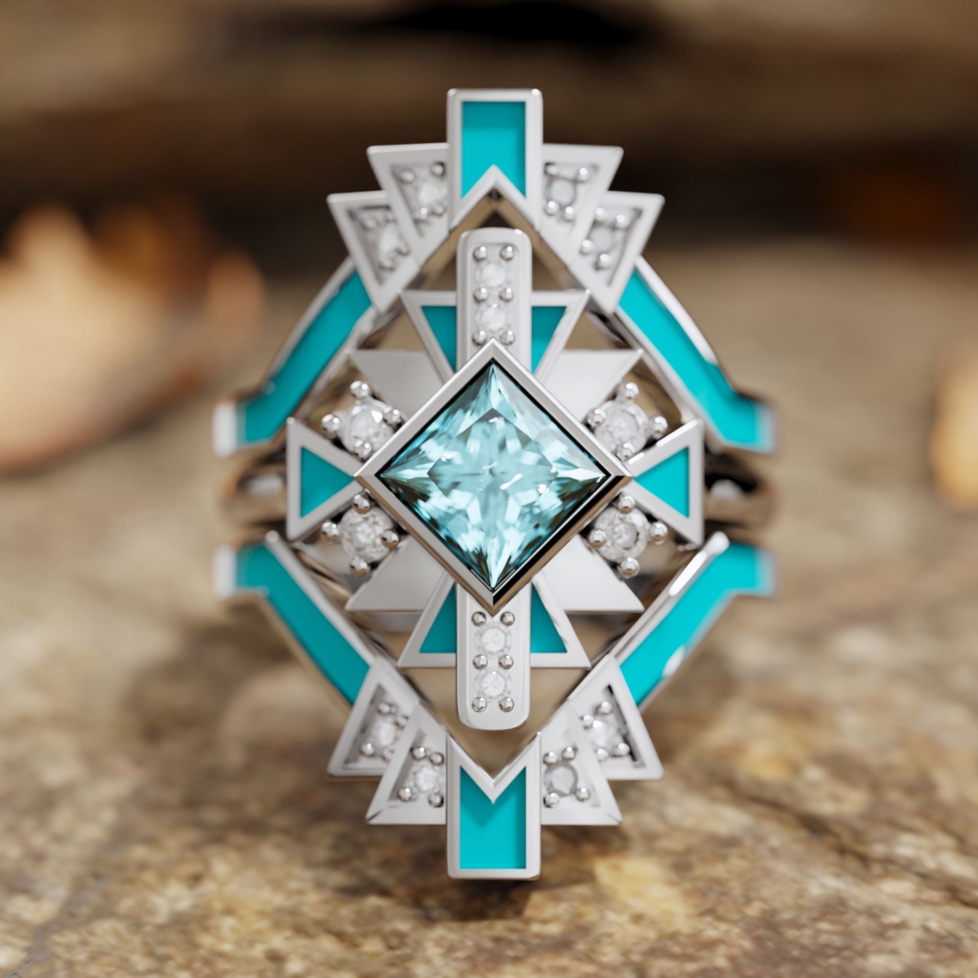 Chief's Crown Ring - Aquamarine - Serene Western