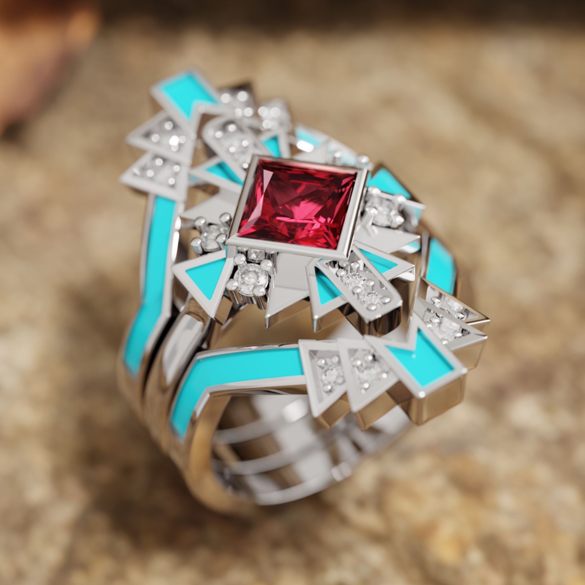 Chief's Crown Ring - Ruby - Serene Western