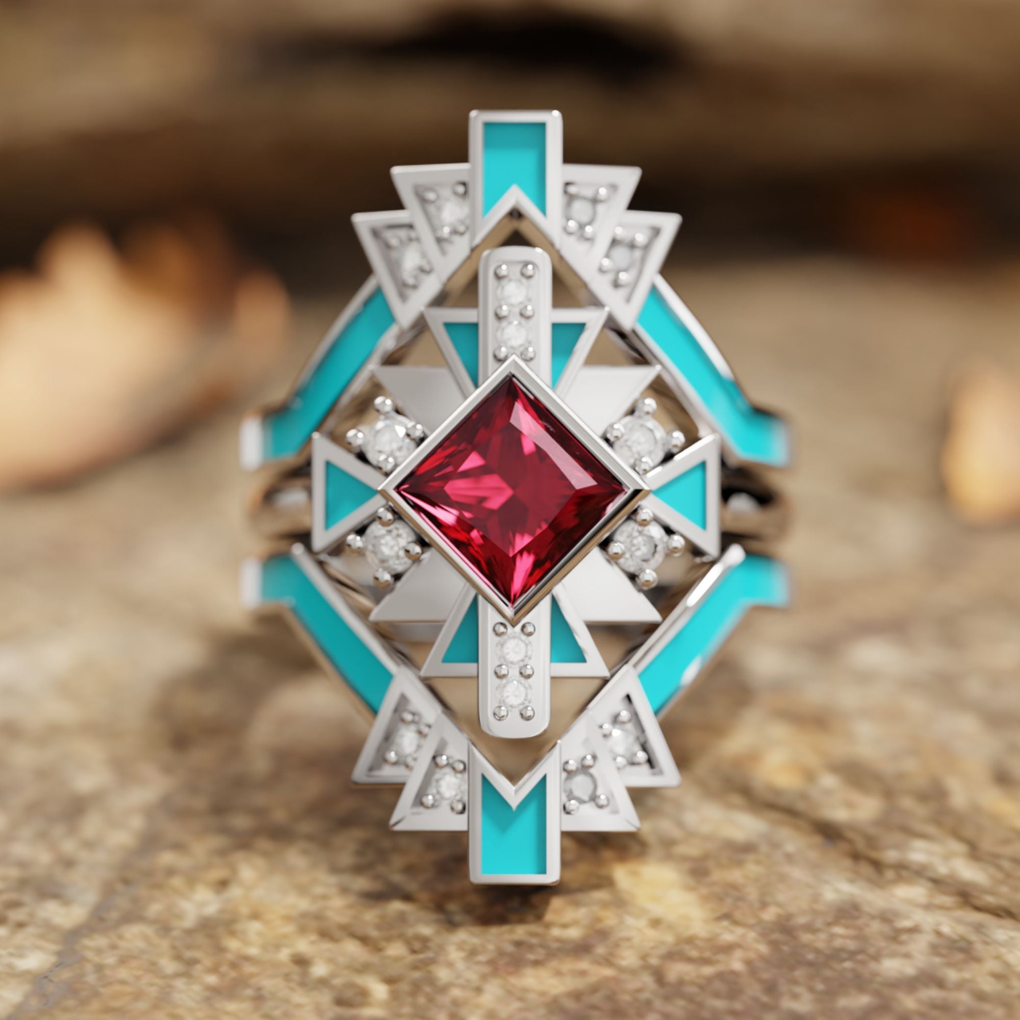 Chief's Crown Ring - Ruby - Serene Western