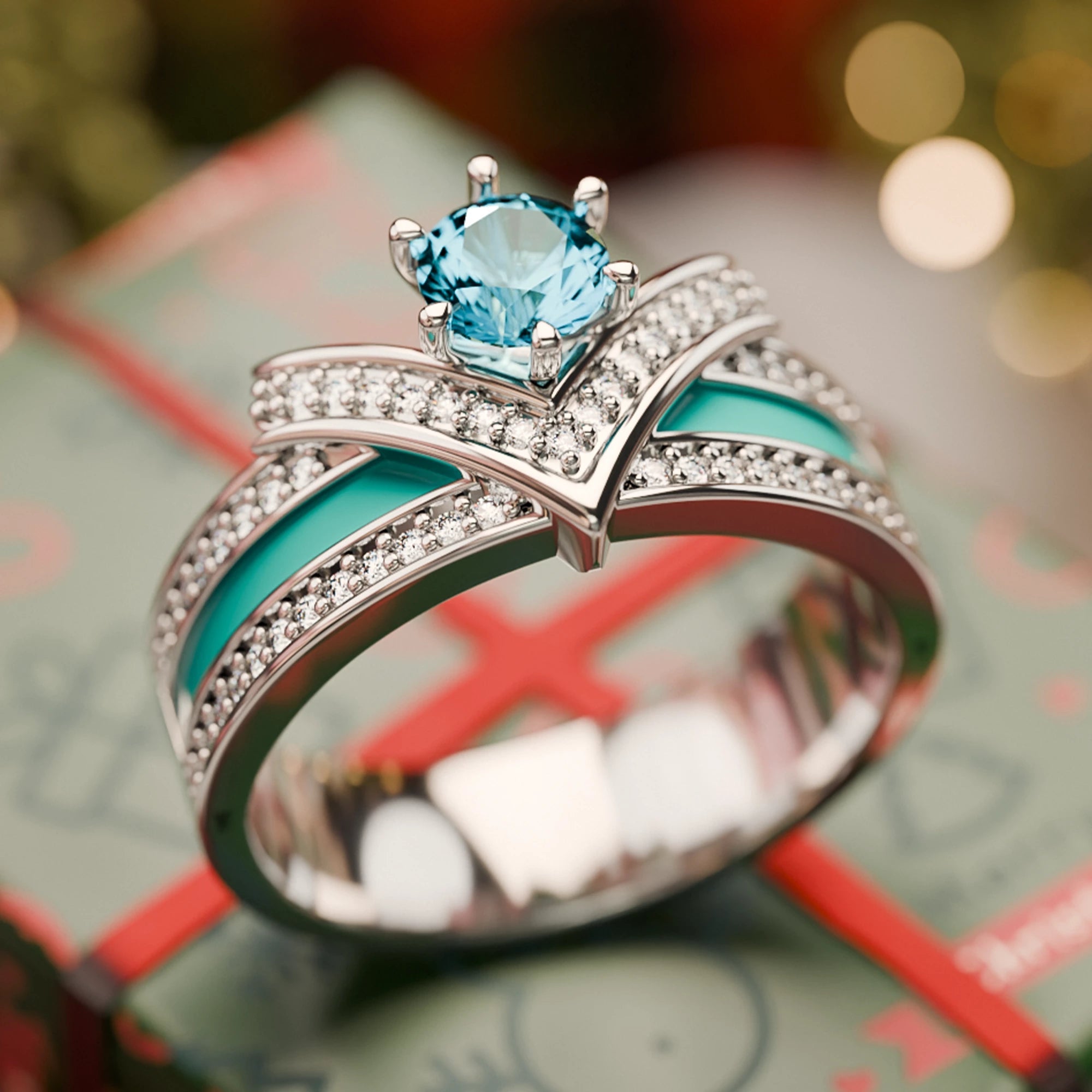 Crowned Noble Ring - Aquamarine - Serene Western