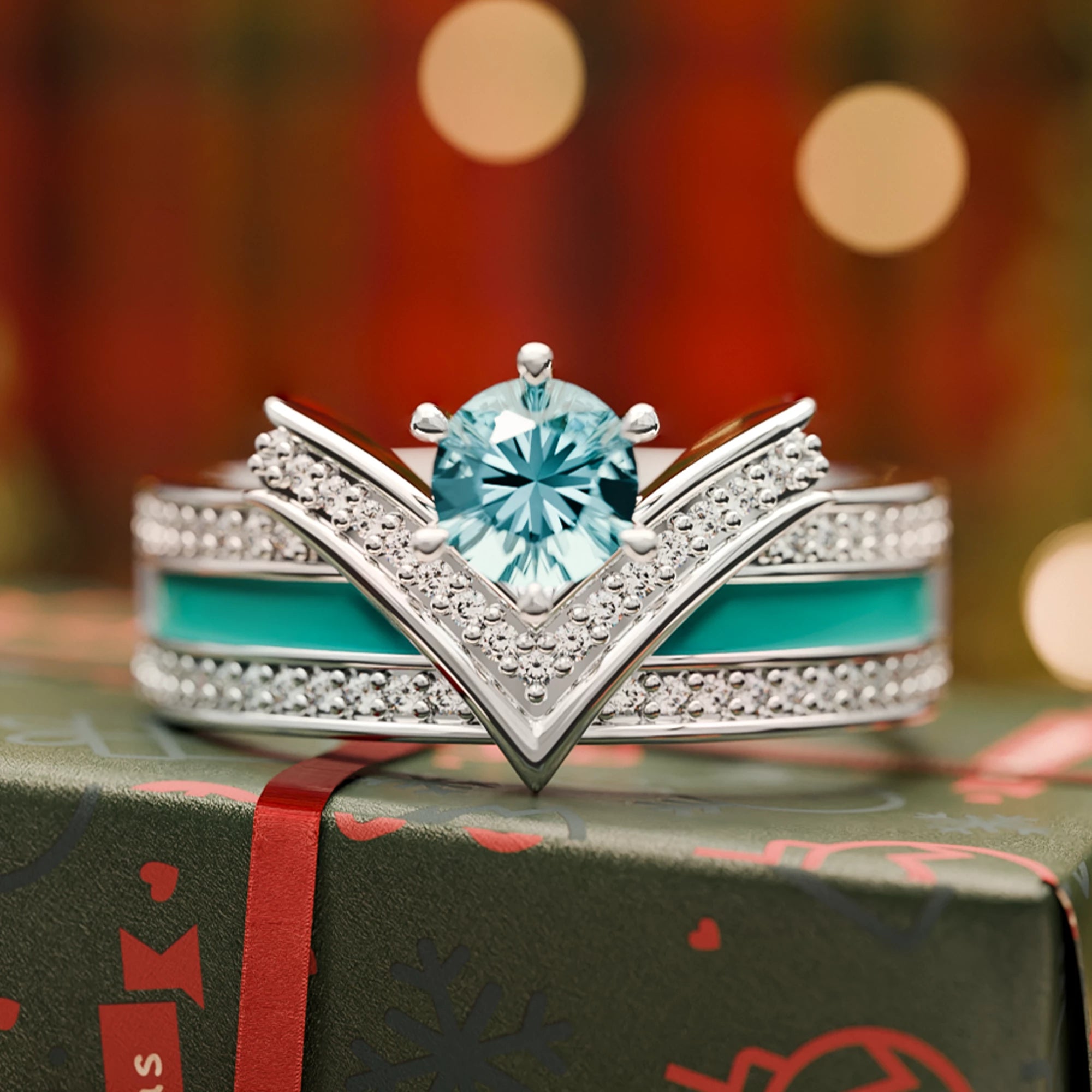 Crowned Noble Ring - Aquamarine - Serene Western