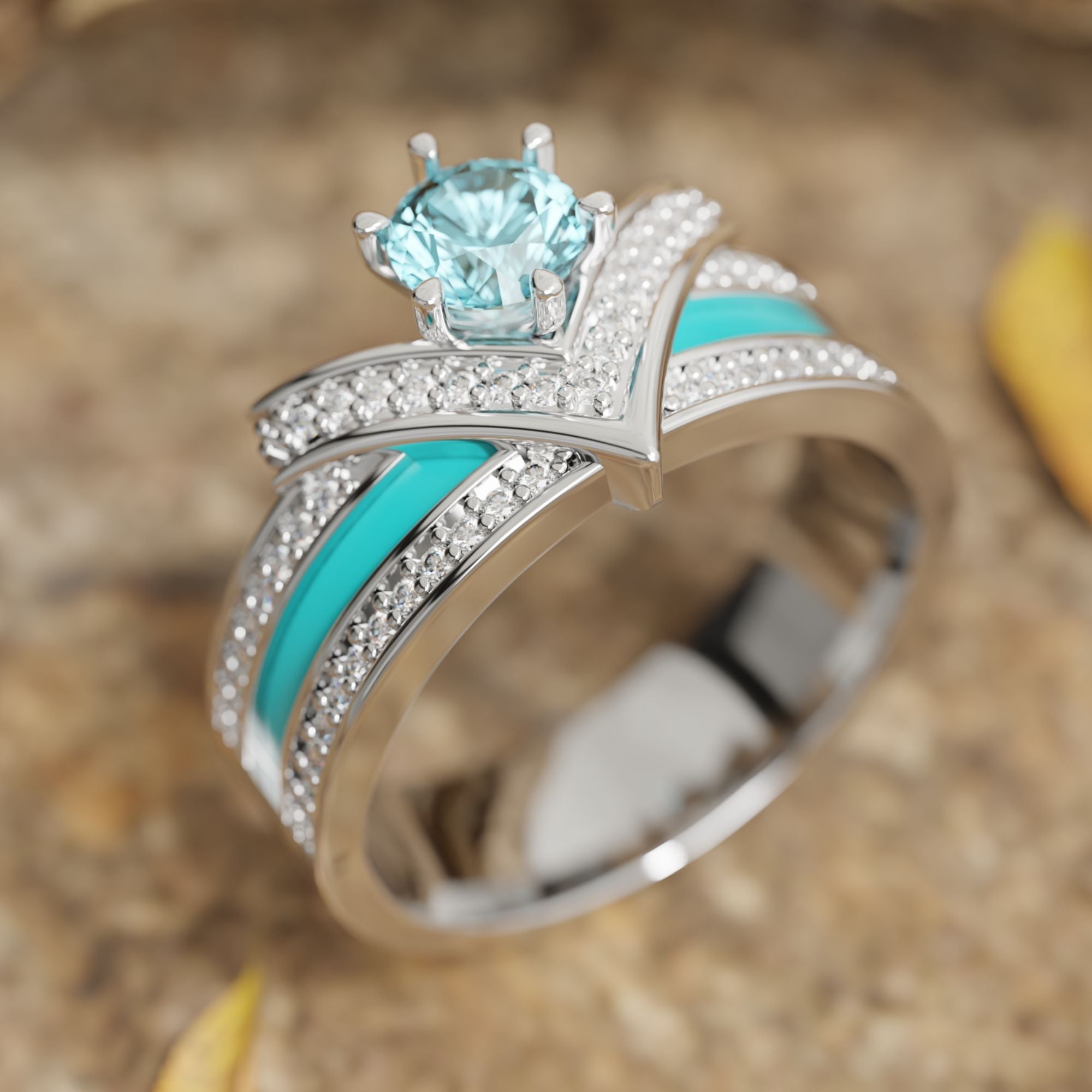 Crowned Noble Ring - Aquamarine - Serene Western