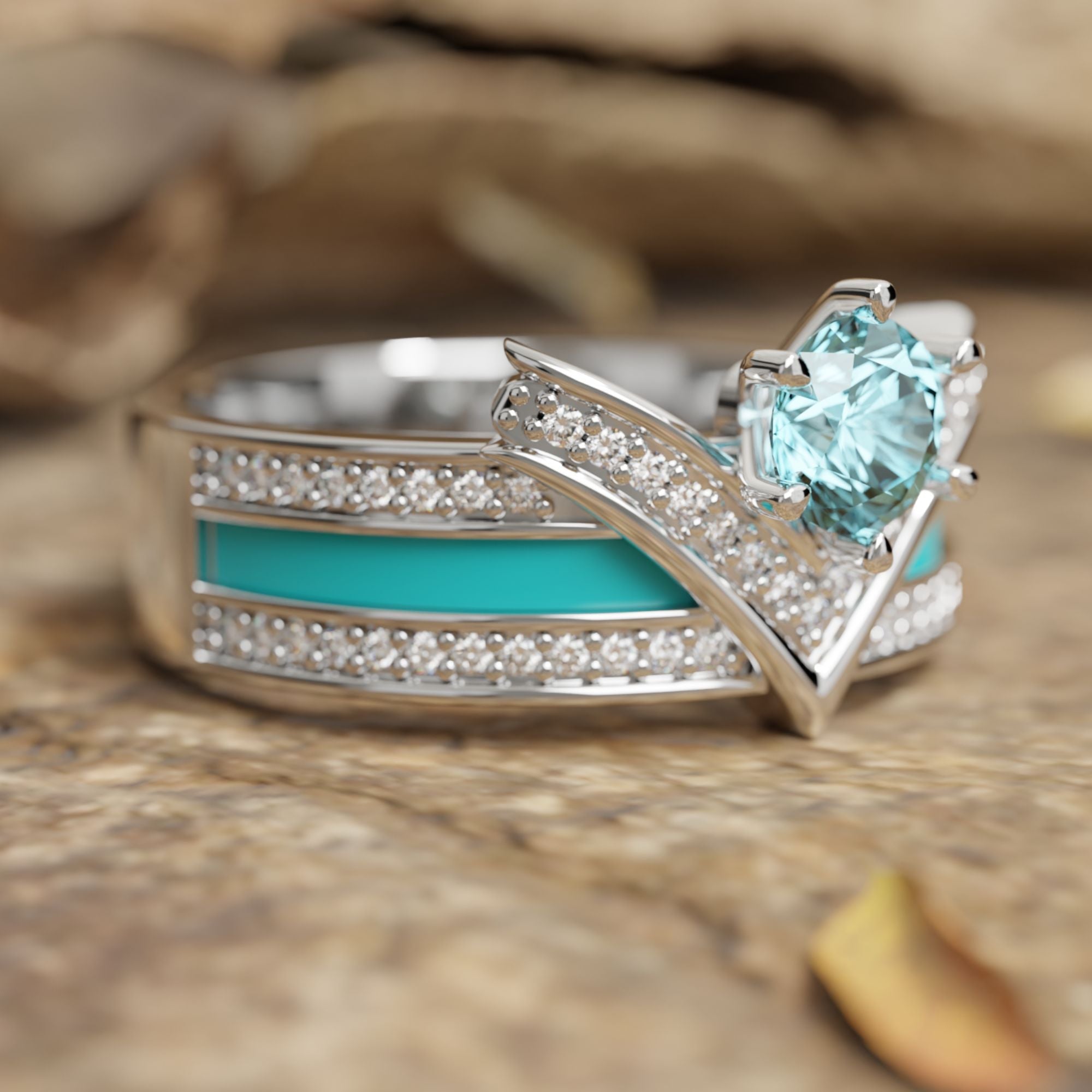 Crowned Noble Ring - Aquamarine - Serene Western