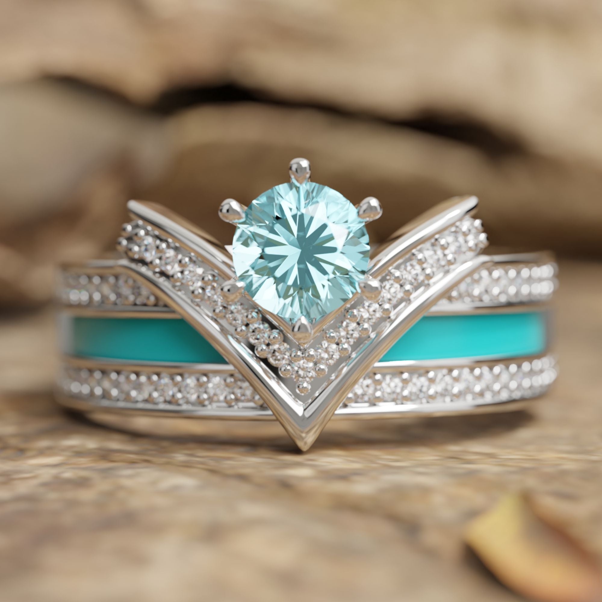 Crowned Noble Ring - Aquamarine - Serene Western