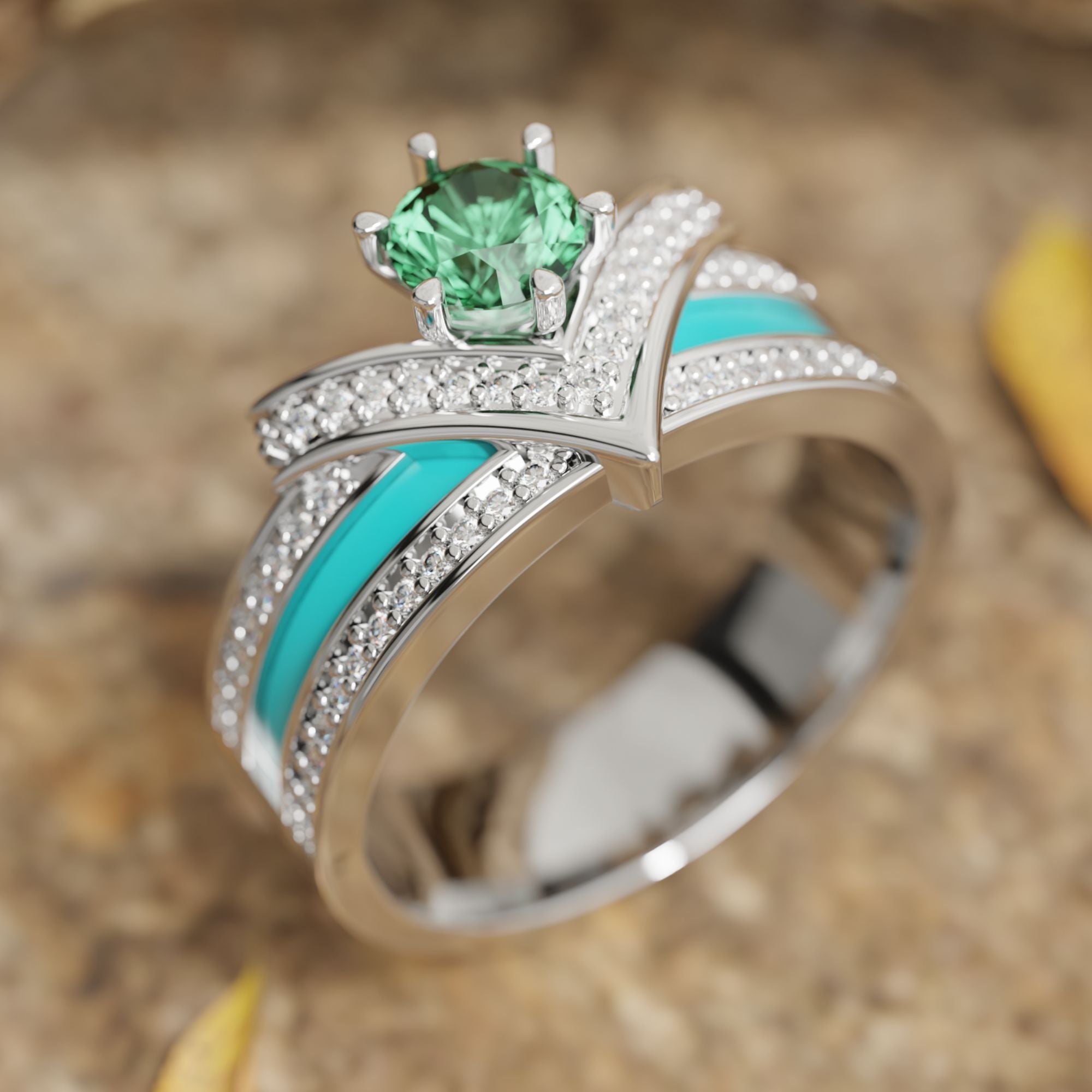 Crowned Noble Ring - Emerald - Serene Western