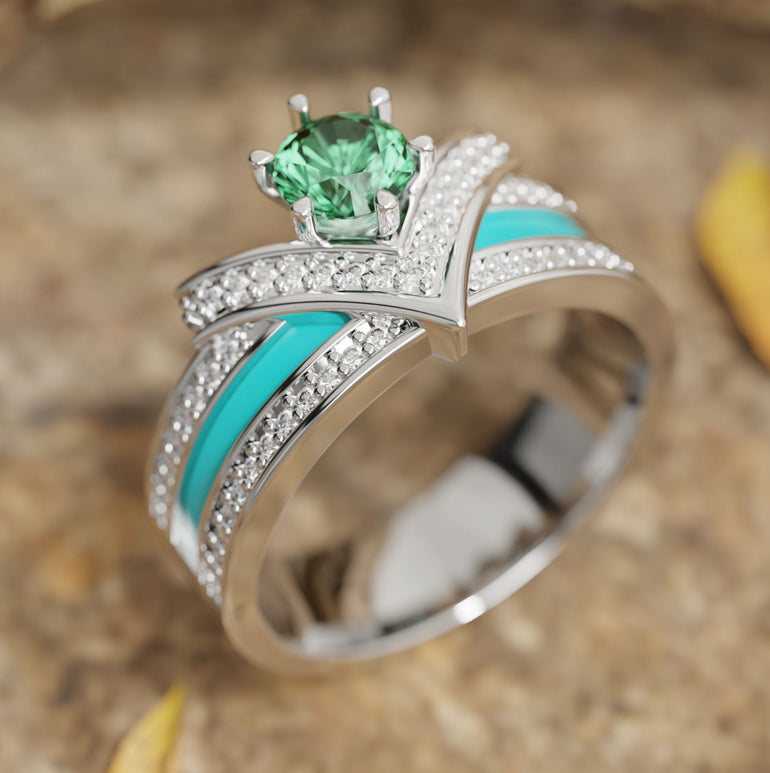 Crowned Noble Ring - Emerald - Serene Western