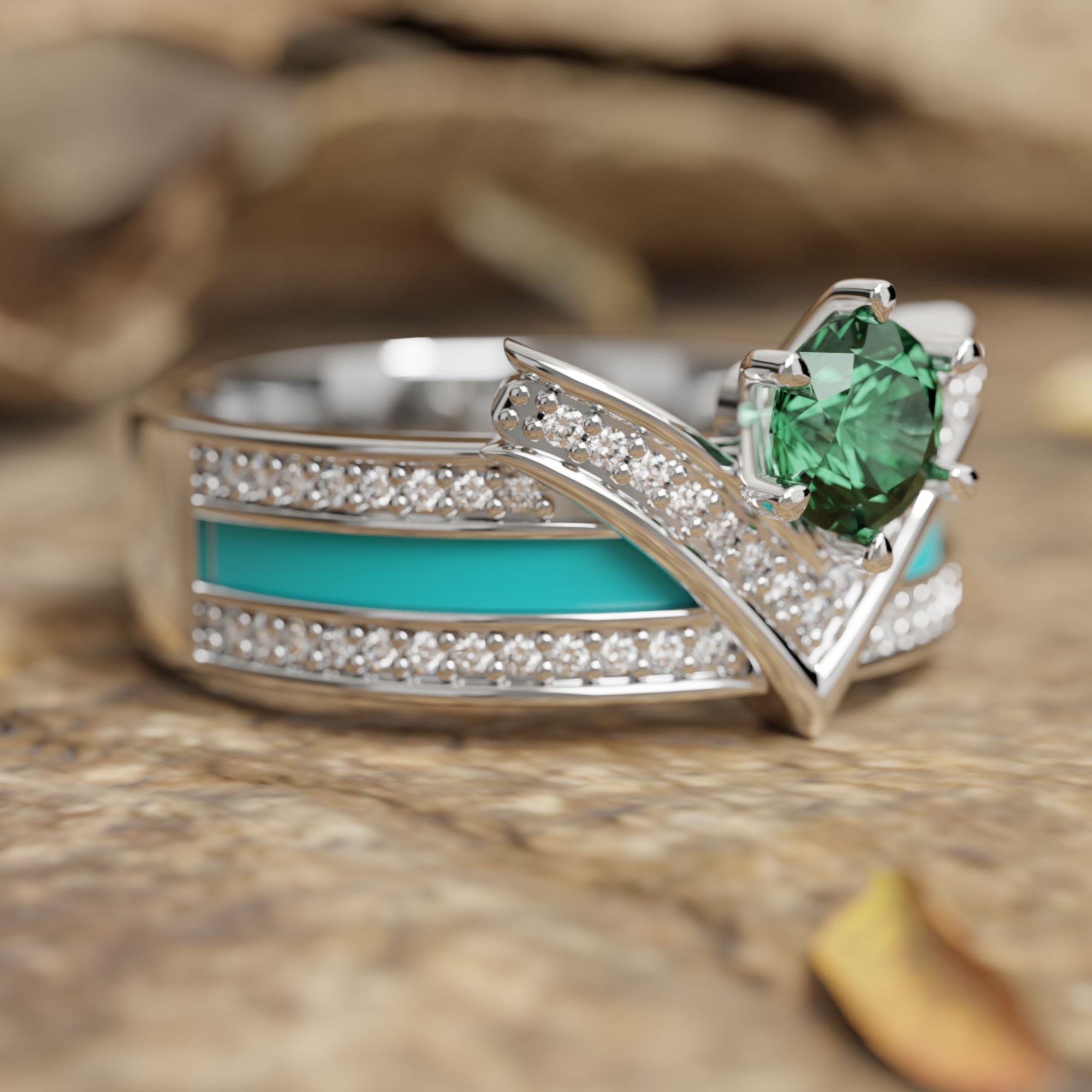 Crowned Noble Ring - Emerald - Serene Western