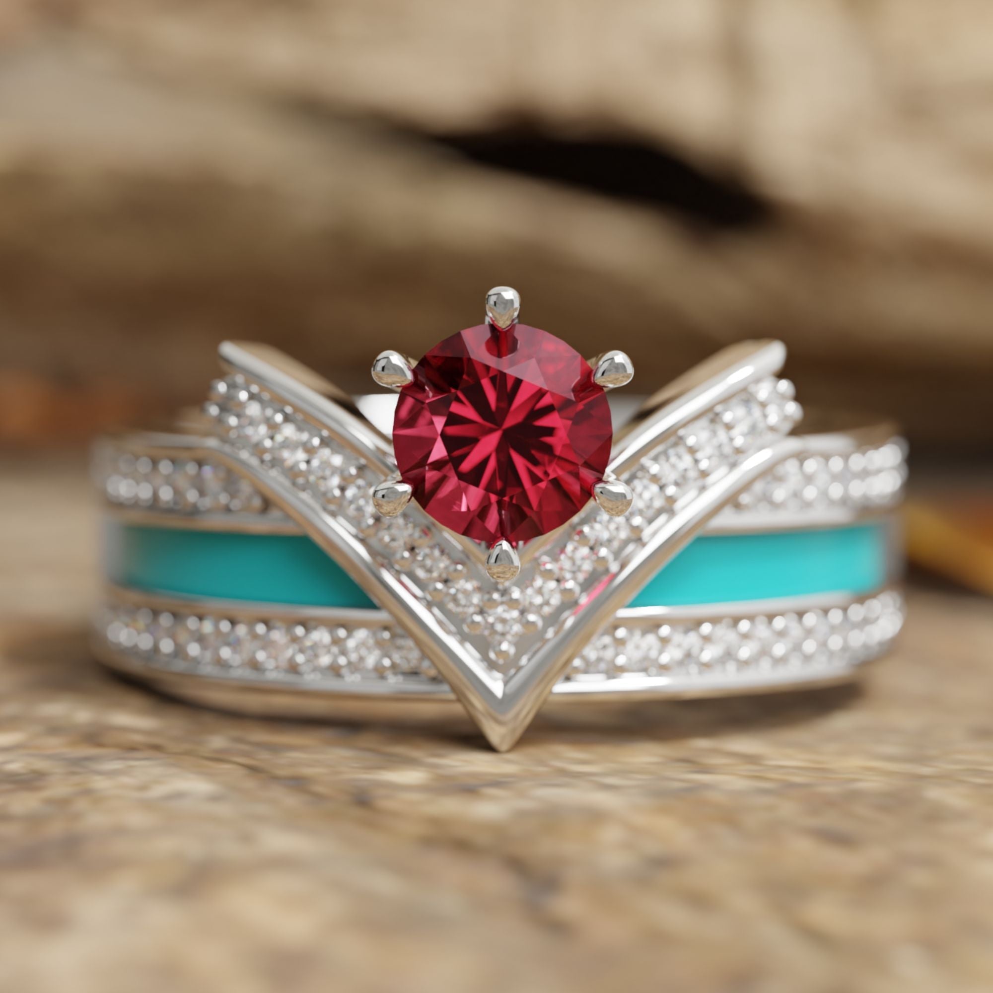 Crowned Noble Ring - Ruby - Serene Western