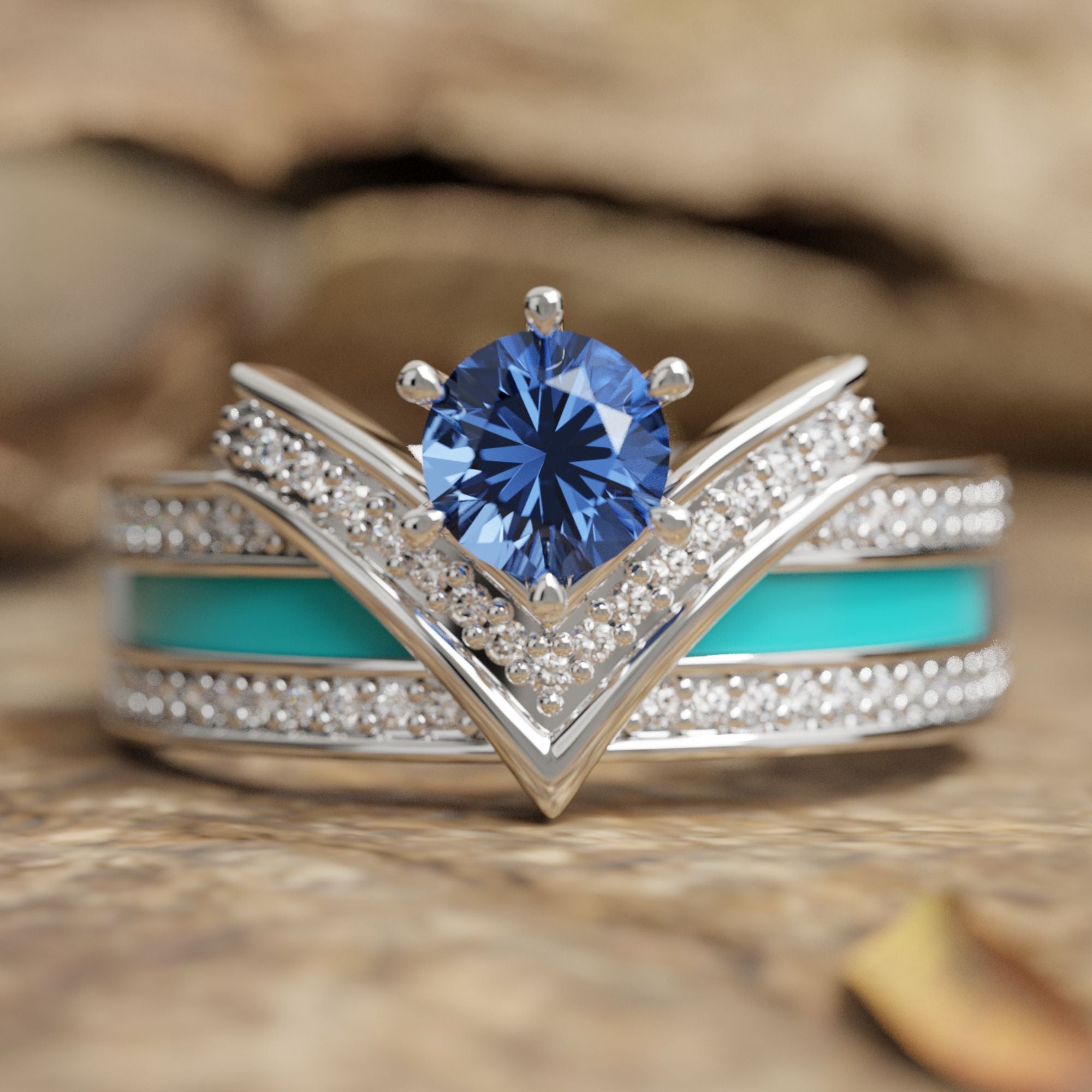 Crowned Noble Ring - Sapphire - Serene Western