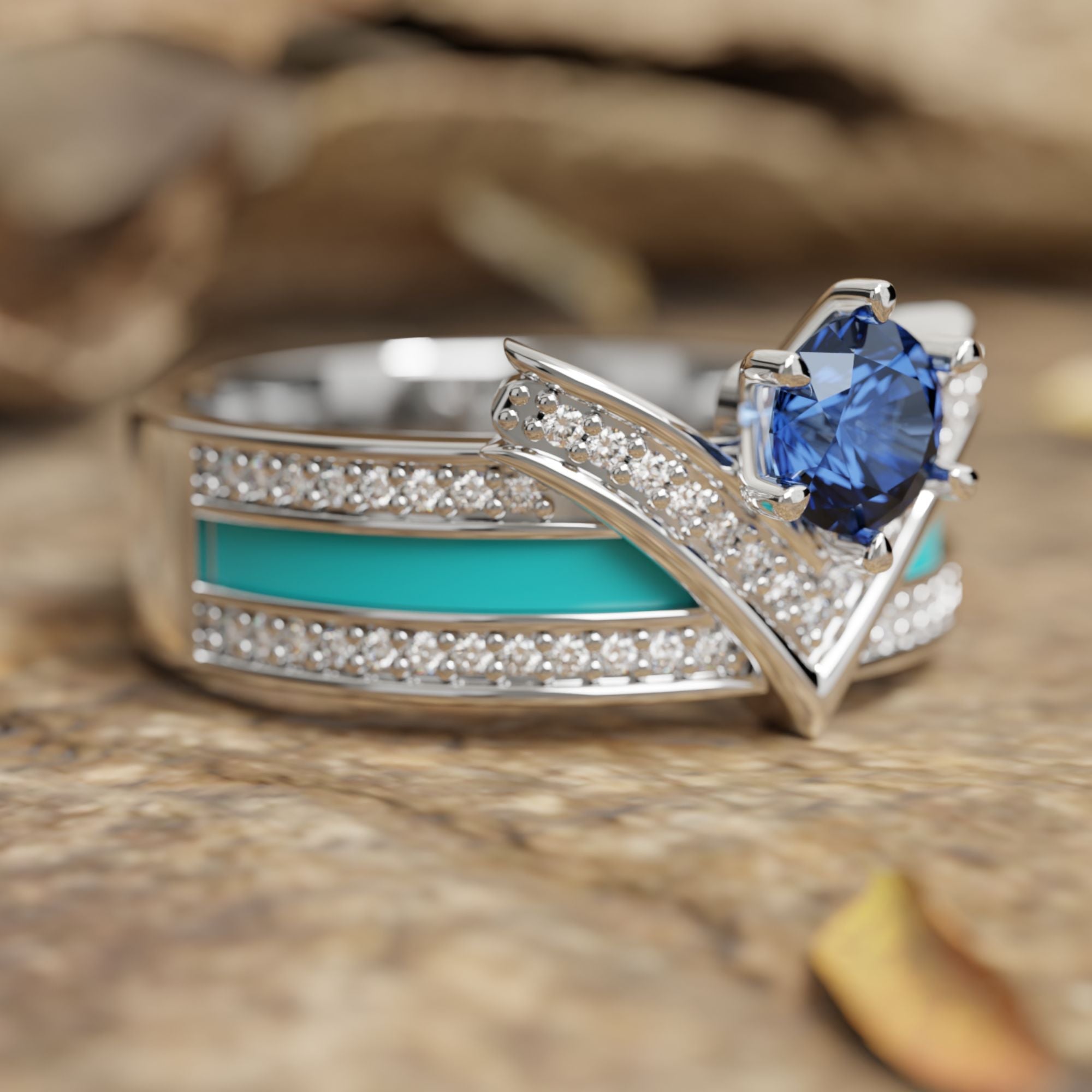 Crowned Noble Ring - Sapphire - Serene Western