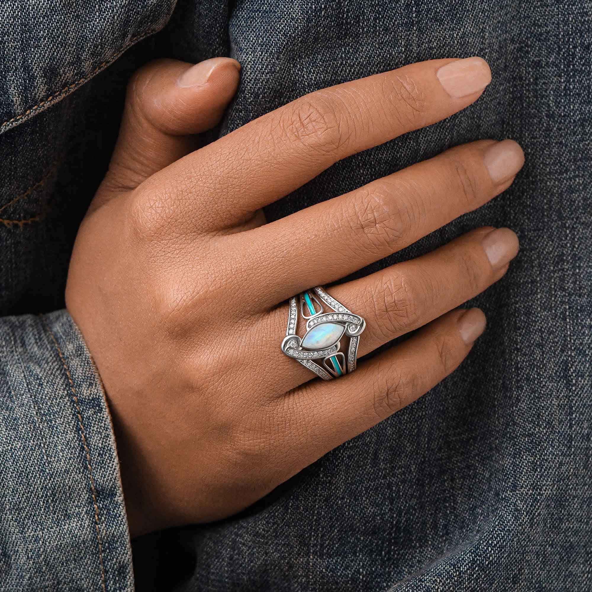 Cyclone Boomerang Ring - Moonstone - Serene Western