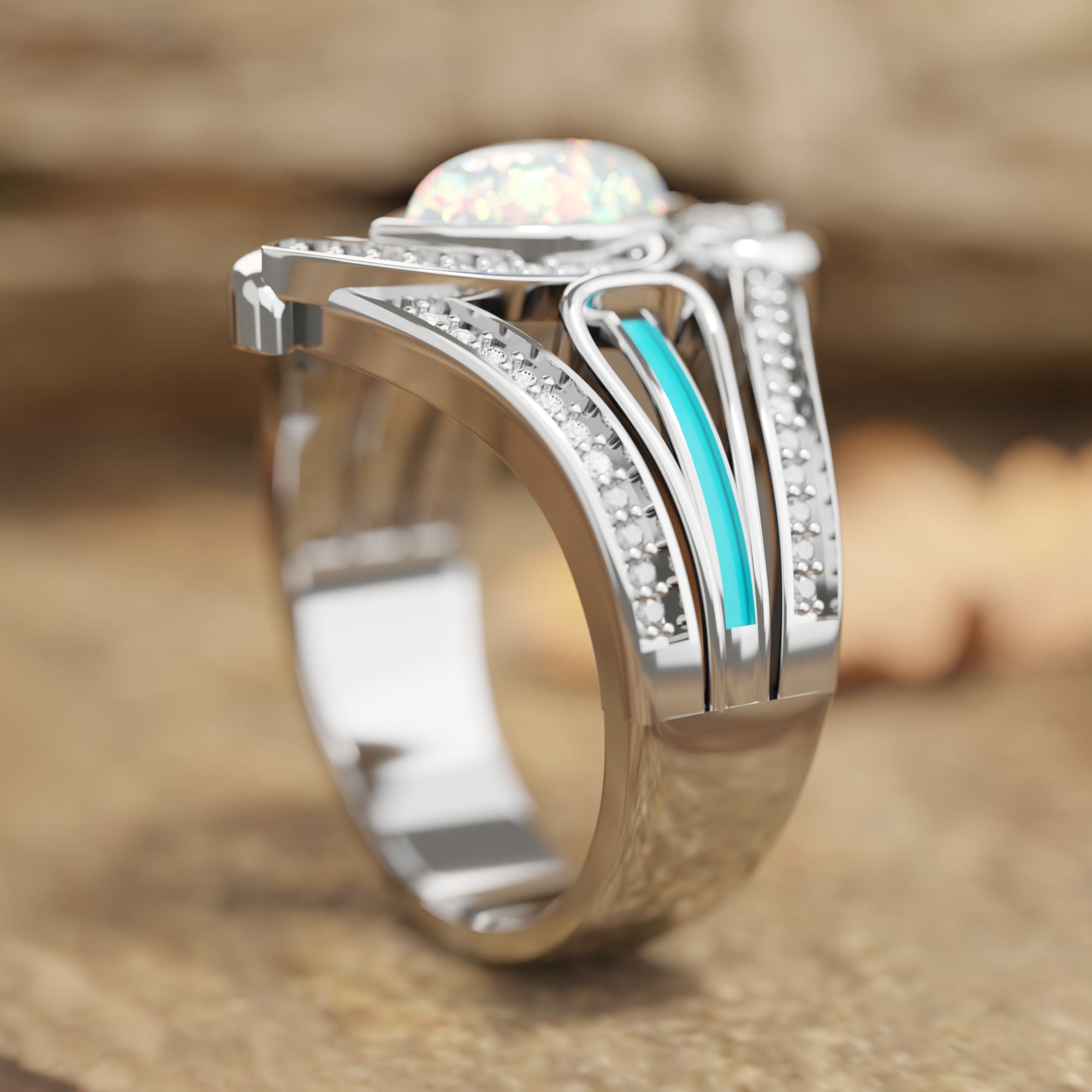 Cyclone Boomerang Ring - Opal - Serene Western