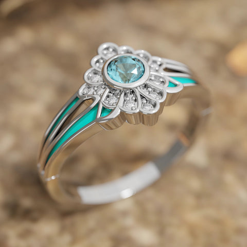 Desert Bloom Ring - Aquamarine