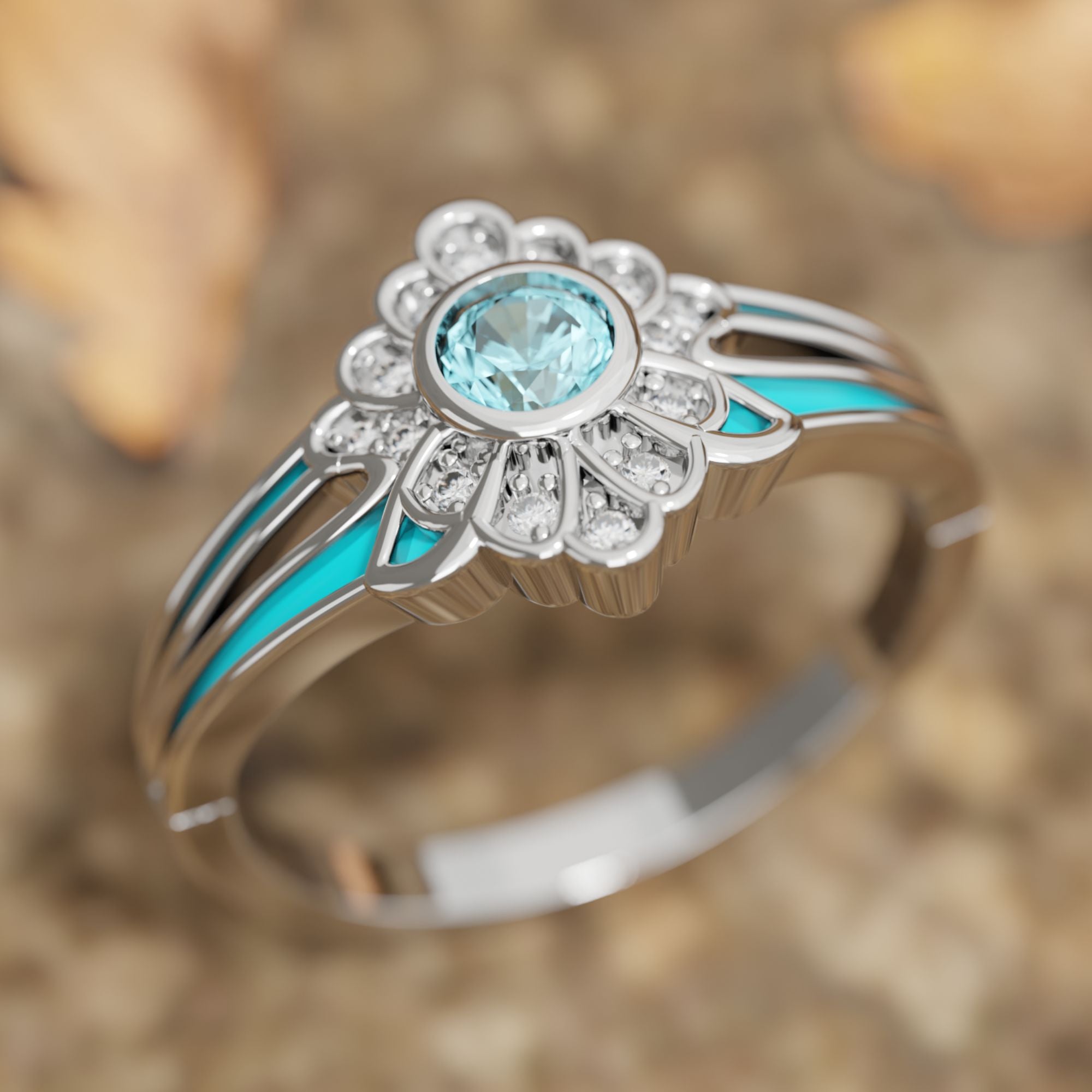 Desert Bloom Ring - Aquamarine - Serene Western