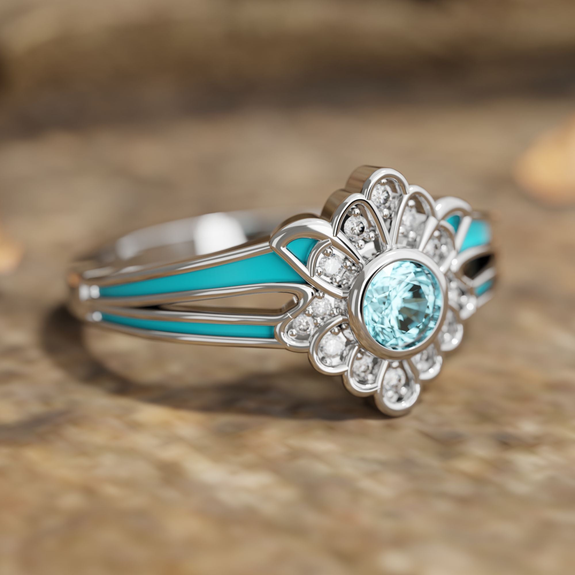 Desert Bloom Ring - Aquamarine - Serene Western