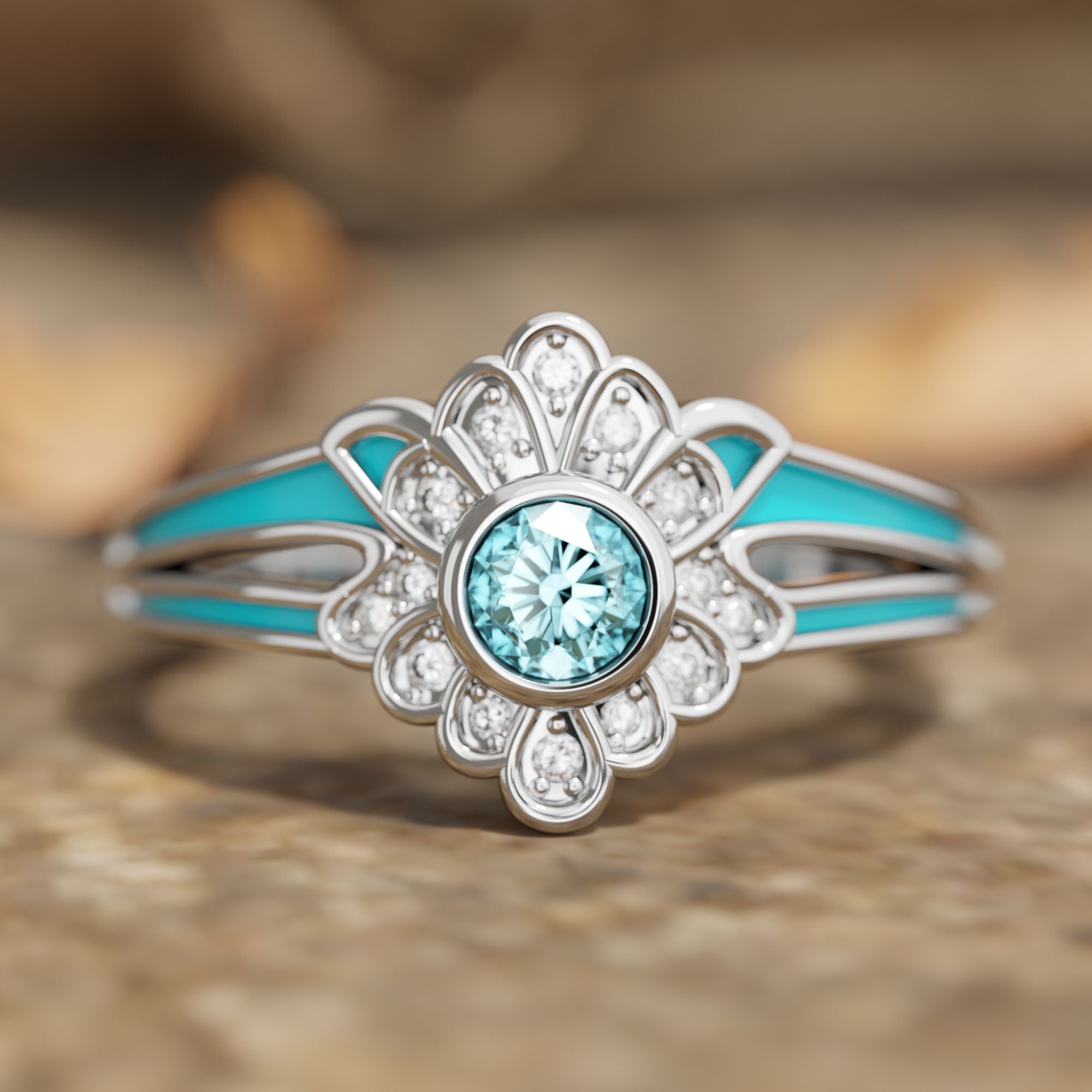 Desert Bloom Ring - Aquamarine - Serene Western