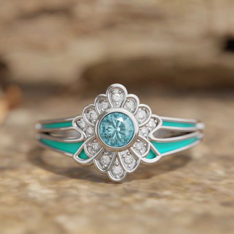 Desert Bloom Ring - Aquamarine