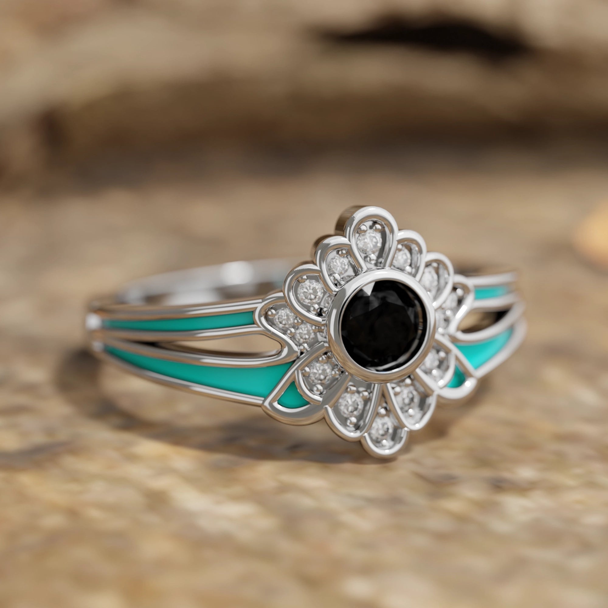 Desert Bloom Ring - Black Onyx - Serene Western