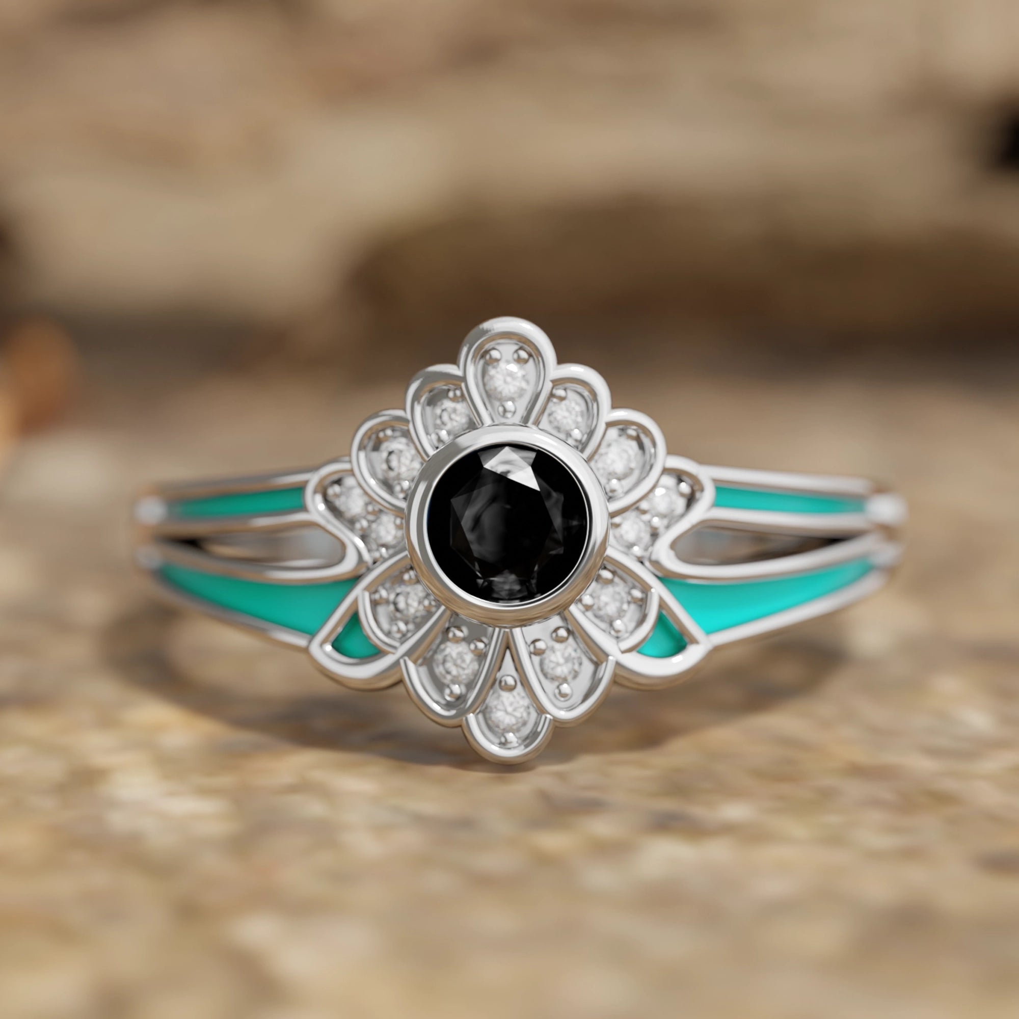 Desert Bloom Ring - Black Onyx - Serene Western