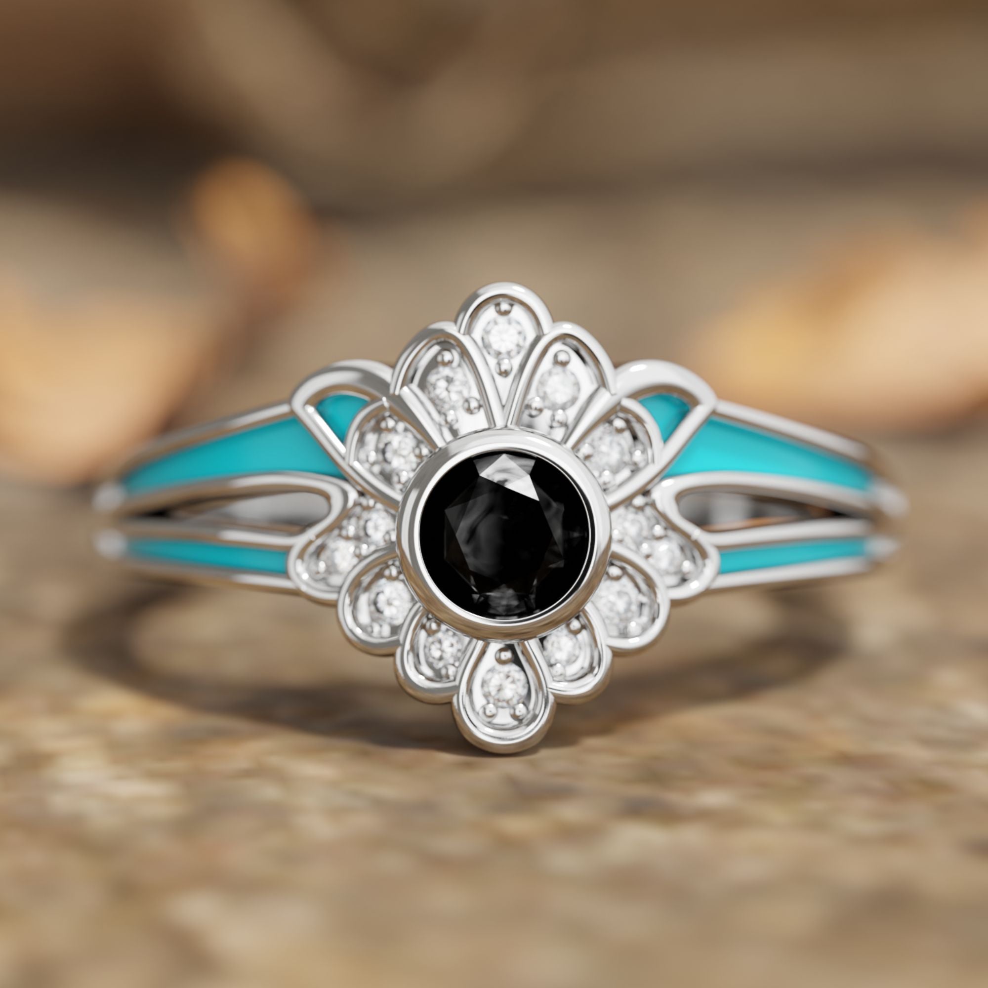 Desert Bloom Ring - Black Onyx - Serene Western