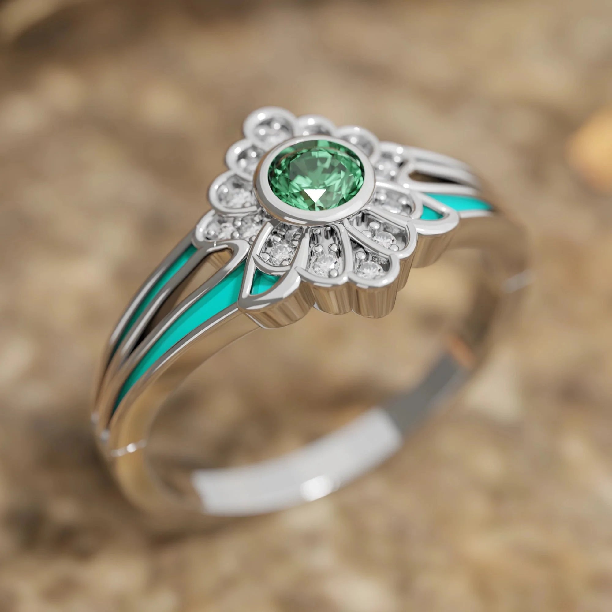 Desert Bloom Ring - Emerald - Serene Western