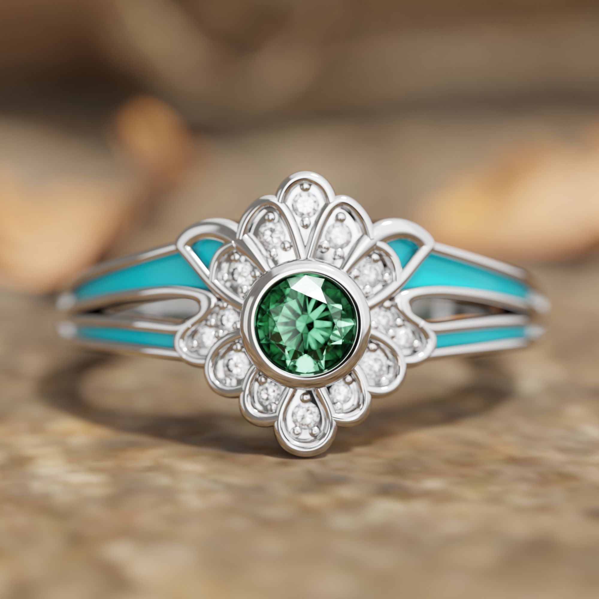 Desert Bloom Ring - Emerald - Serene Western