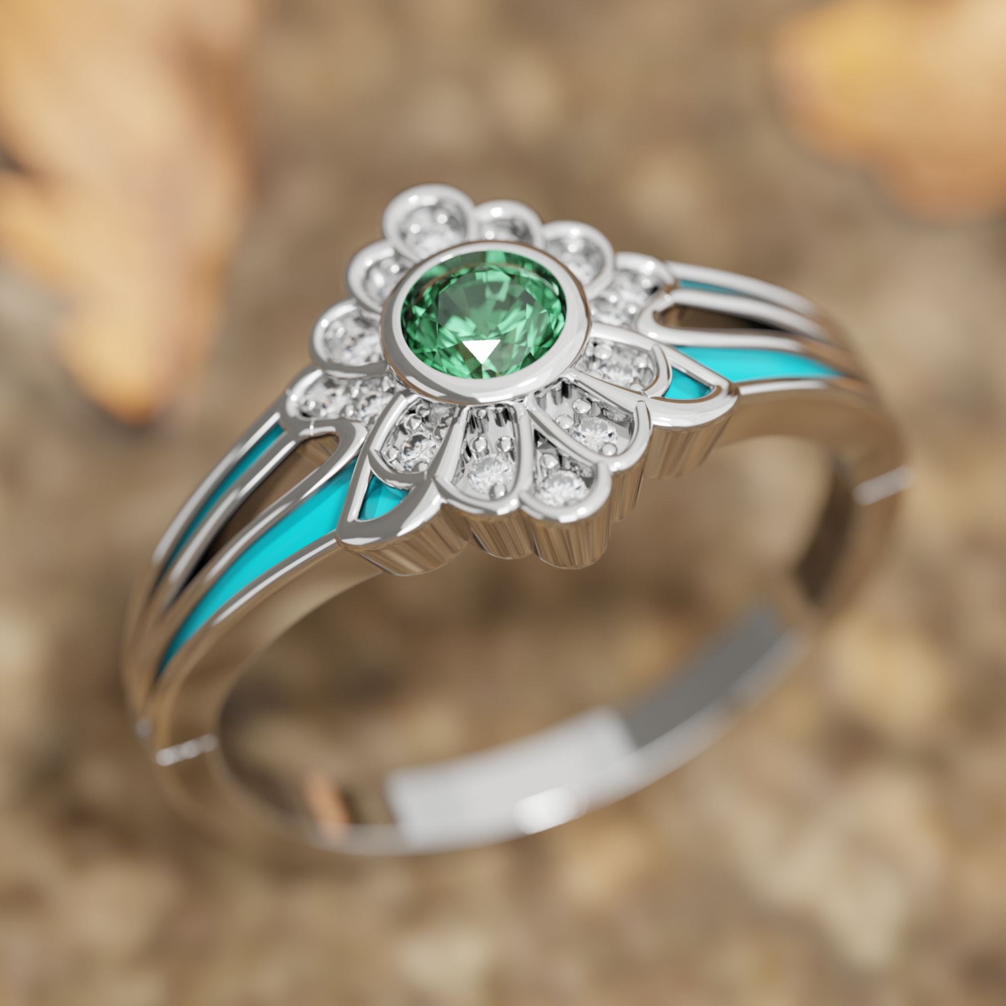 Desert Bloom Ring - Emerald - Serene Western