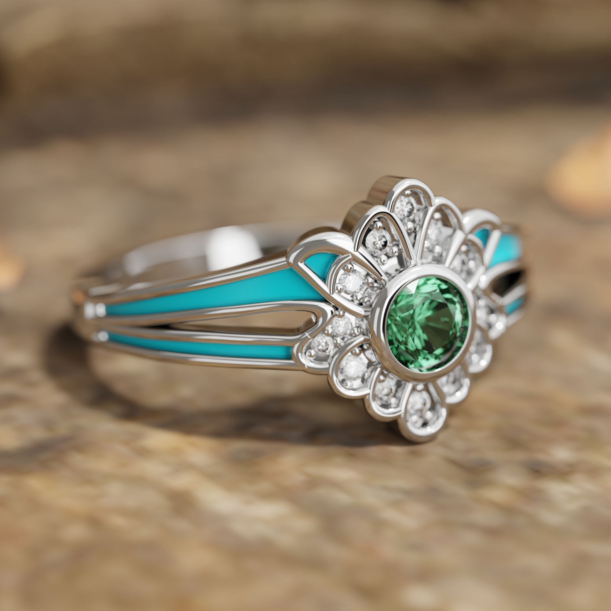 Desert Bloom Ring - Emerald - Serene Western