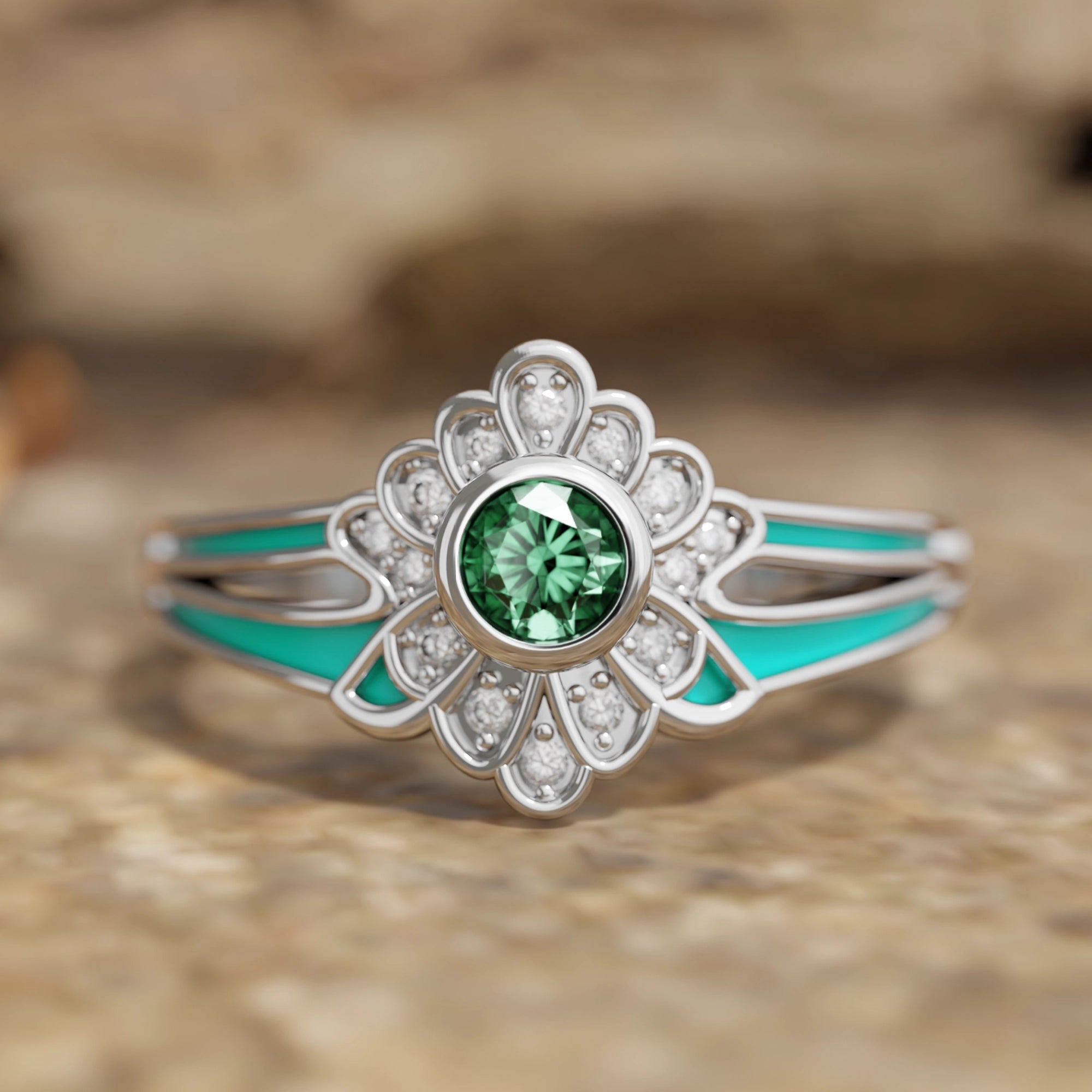 Desert Bloom Ring - Emerald - Serene Western