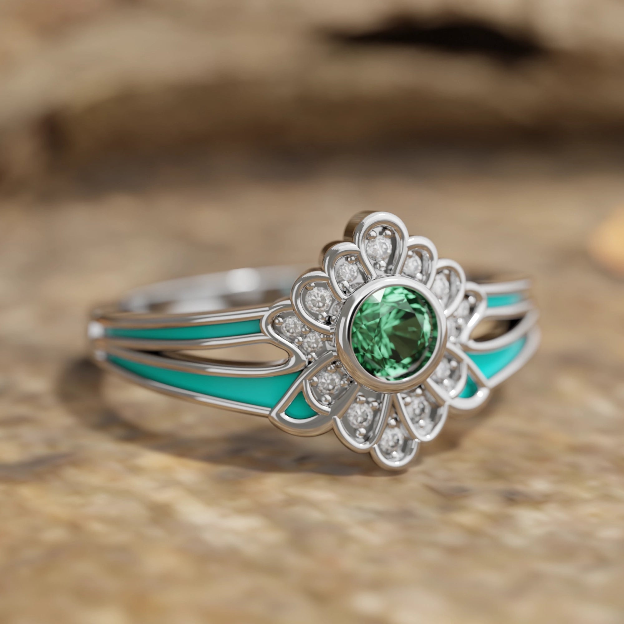 Desert Bloom Ring - Emerald - Serene Western