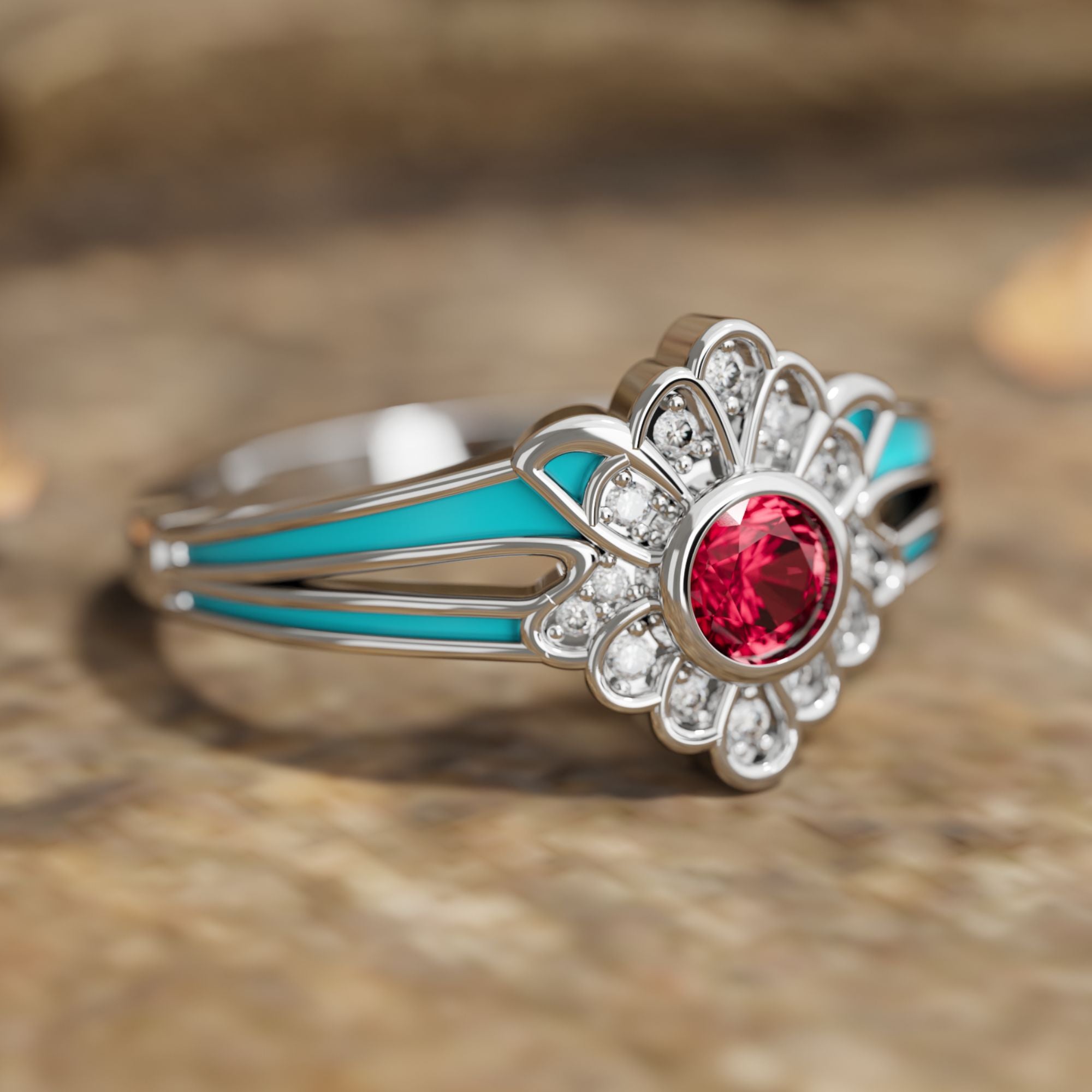 Desert Bloom Ring - Ruby - Serene Western