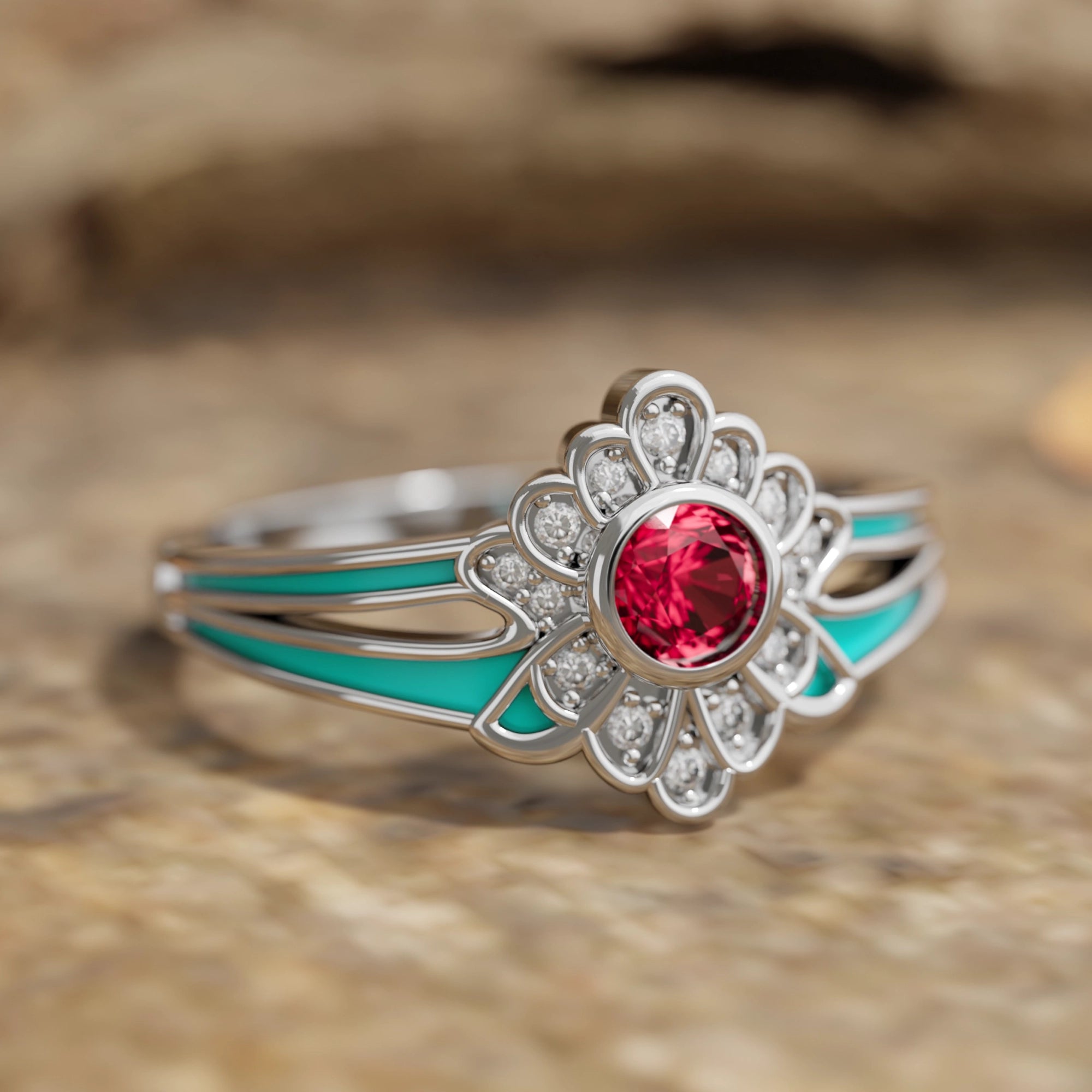 Desert Bloom Ring - Ruby - Serene Western