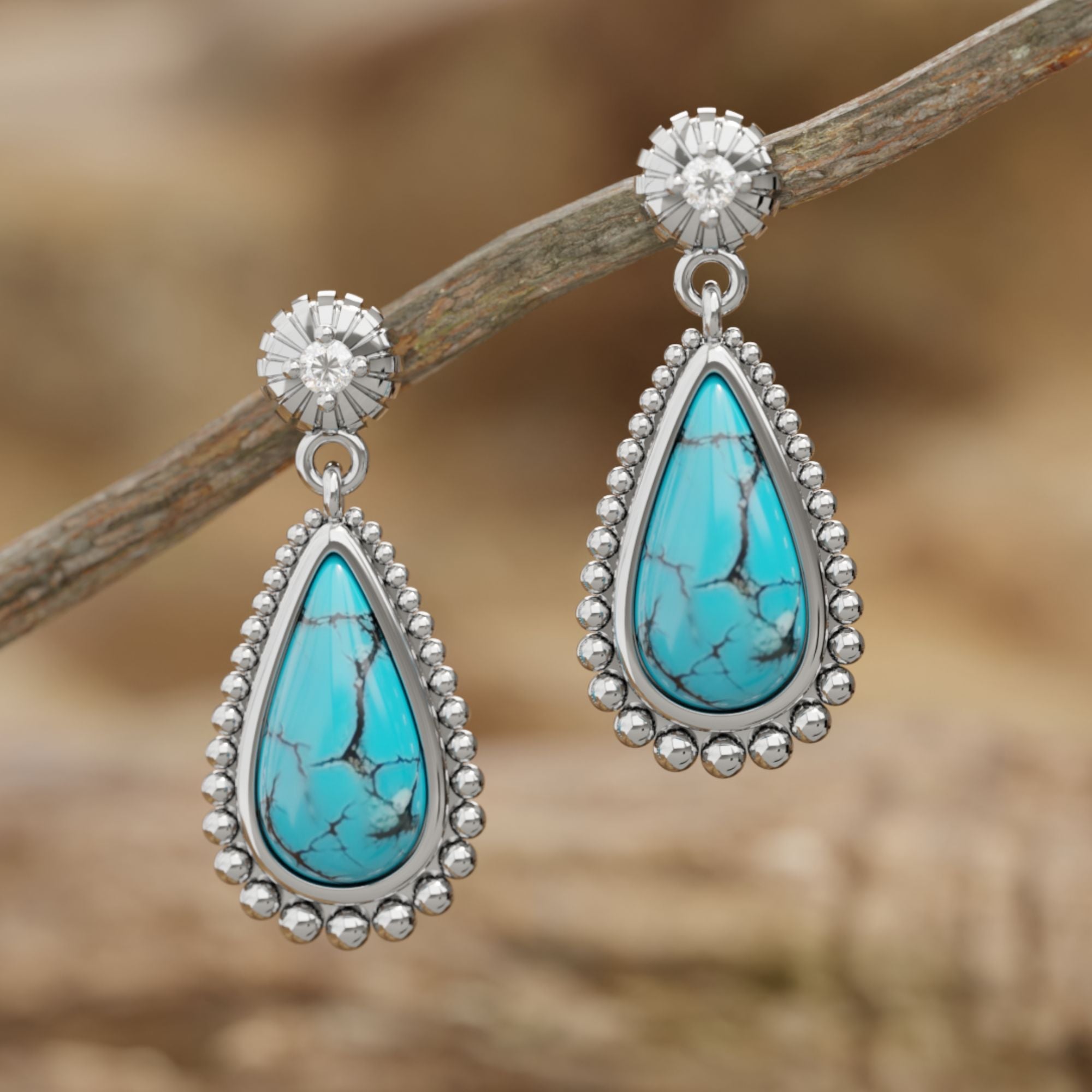 Western turquoise earrings sales