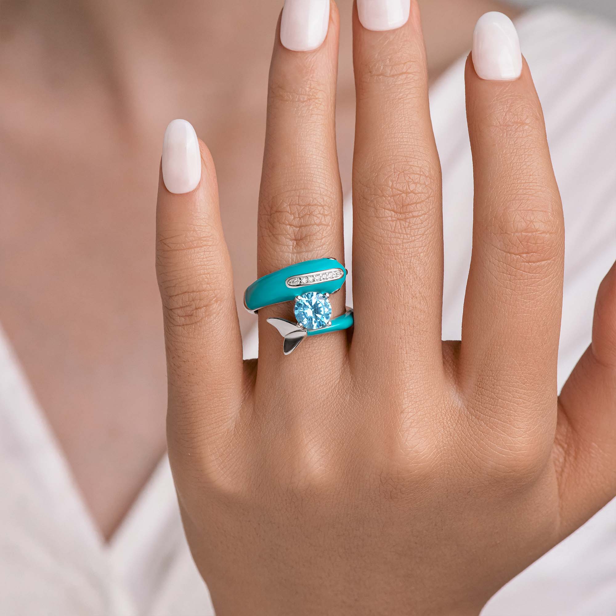 Dolphin's Serenade Ring - Aquamarine - Serene Western