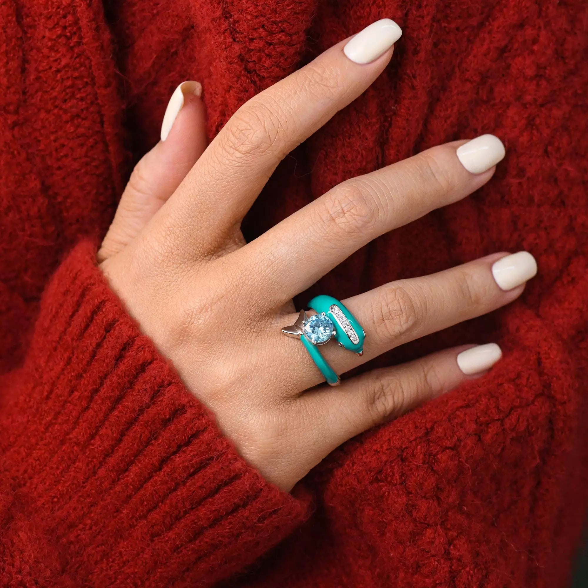 Dolphin's Serenade Ring - Aquamarine - Serene Western