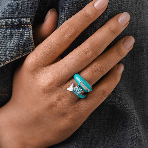 Dolphin's Serenade Ring - Aquamarine