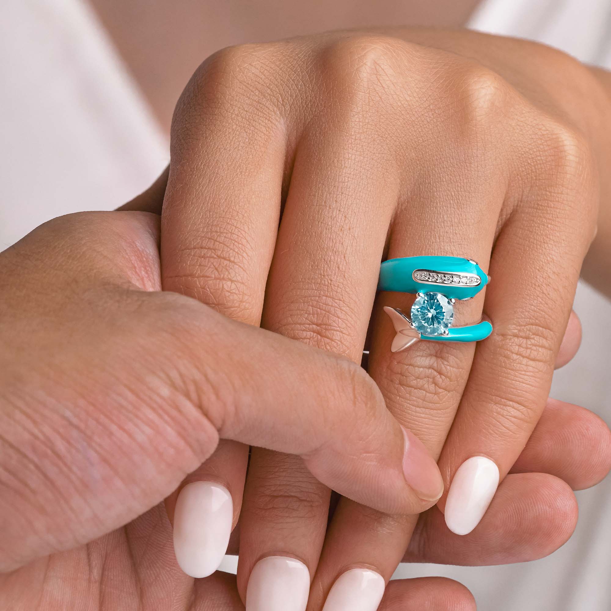 Dolphin's Serenade Ring - Aquamarine - Serene Western