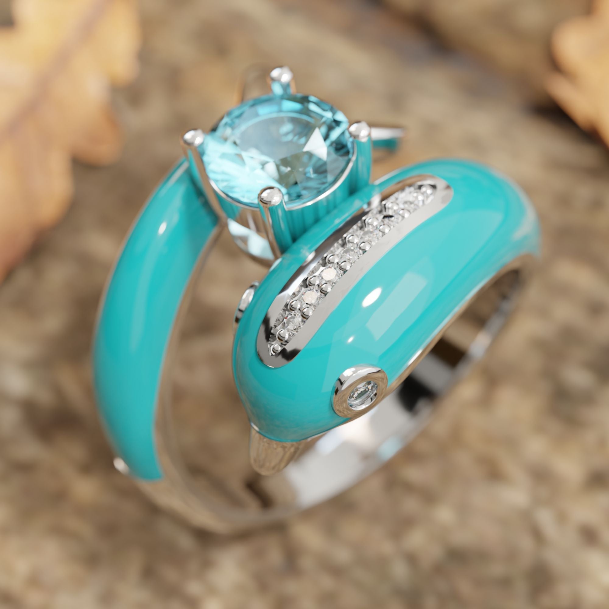 Dolphin's Serenade Ring - Aquamarine - Serene Western