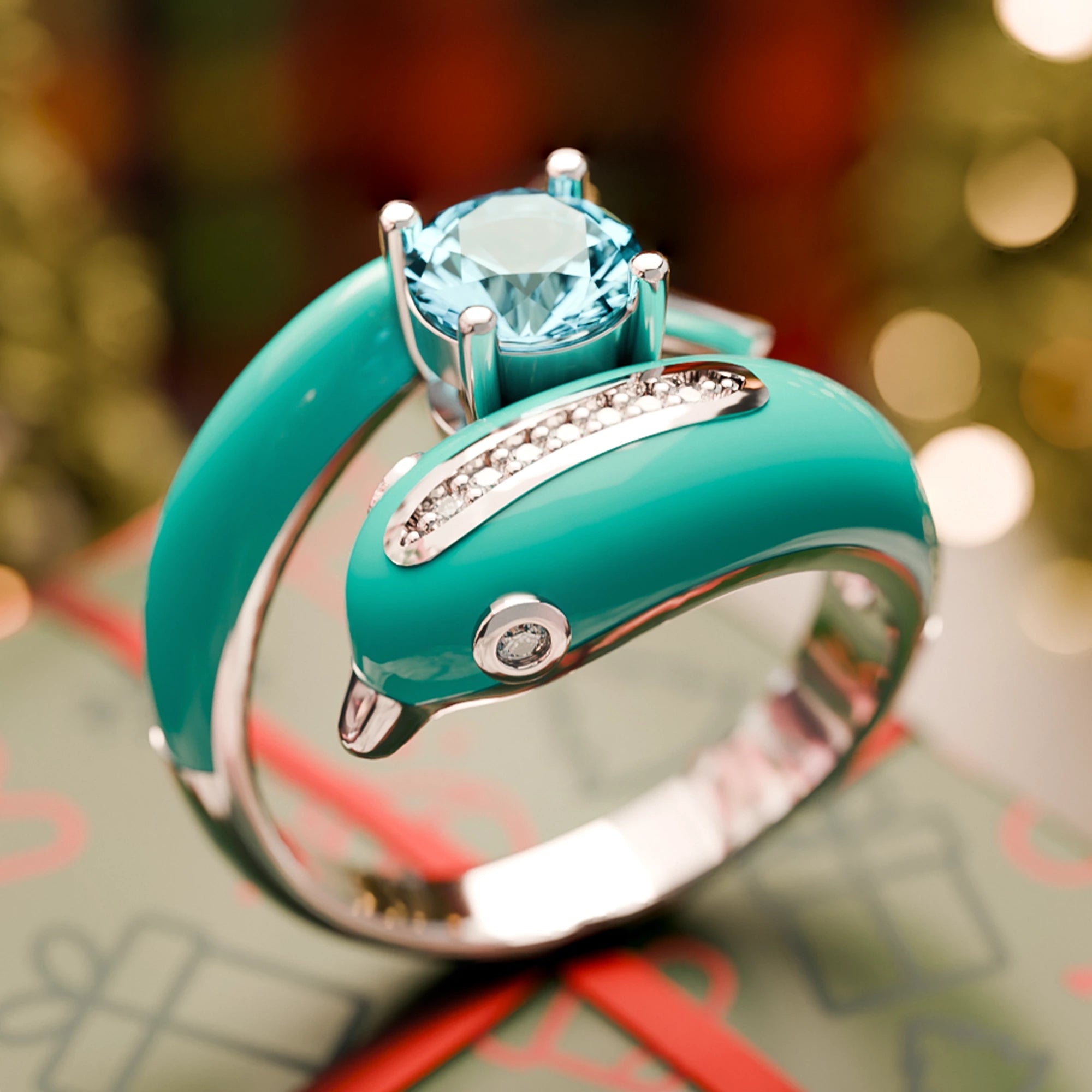 Dolphin's Serenade Ring - Aquamarine - Serene Western