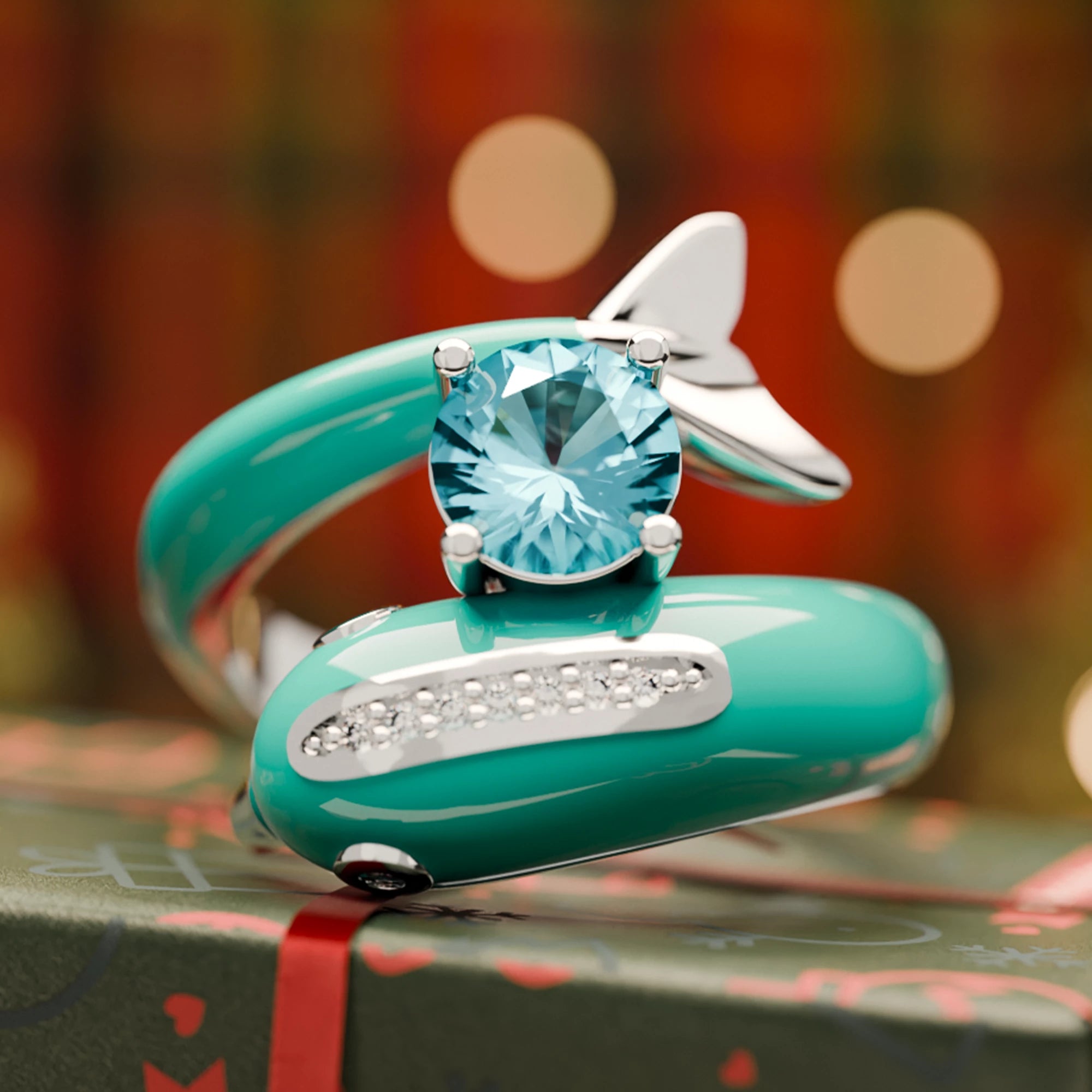 Dolphin's Serenade Ring - Aquamarine - Serene Western