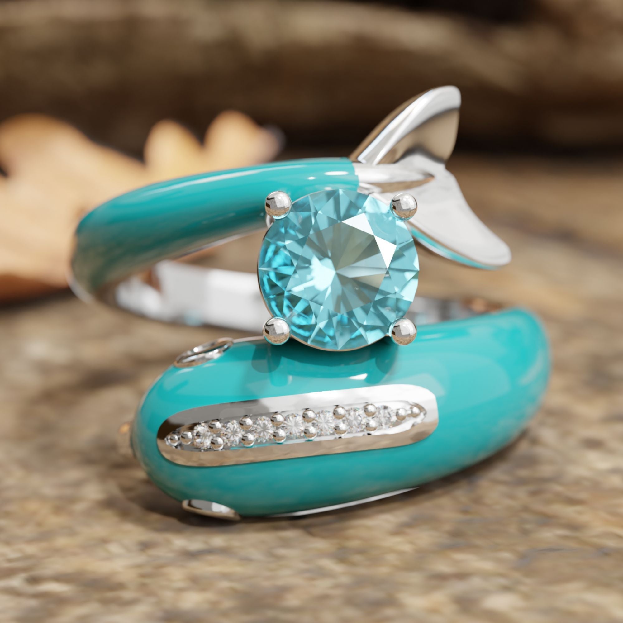 Dolphin's Serenade Ring - Aquamarine - Serene Western