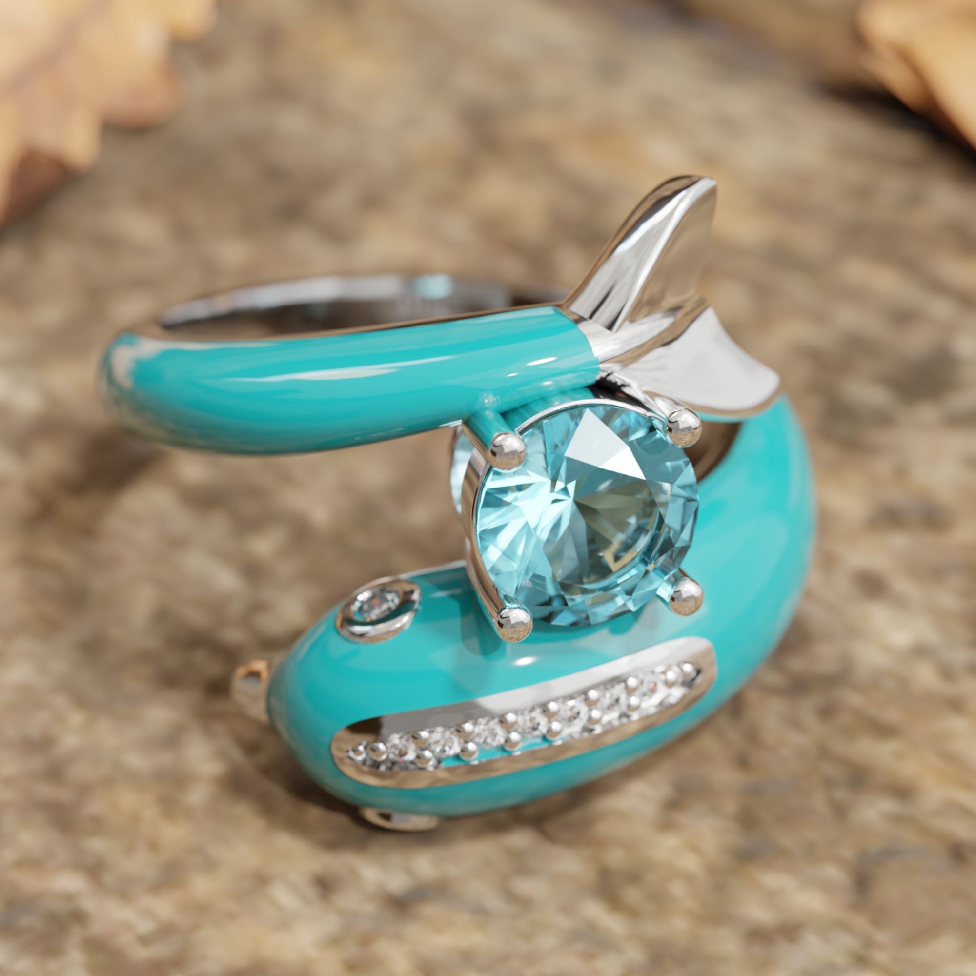 Dolphin's Serenade Ring - Aquamarine - Serene Western