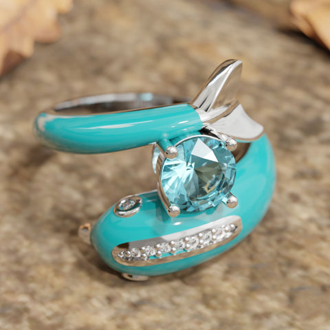 Dolphin's Serenade Ring - Aquamarine